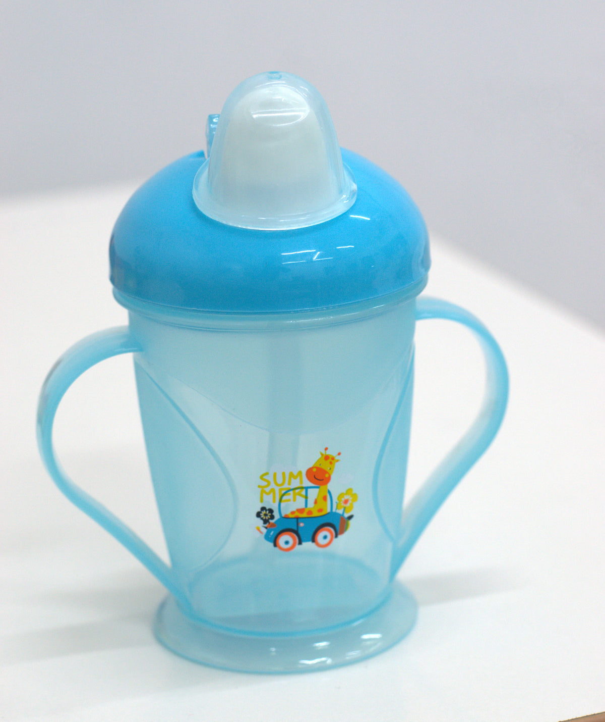 Baby Sippy Cup with Dual Handles, Soft Spout & Protective Hygienic Cap - Blue