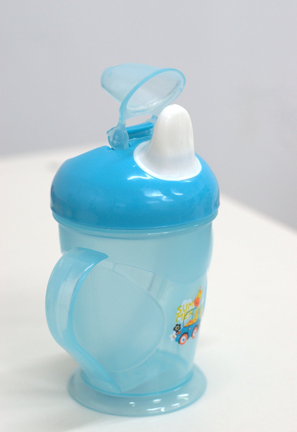 Baby Sippy Cup with Dual Handles, Soft Spout & Protective Hygienic Cap - Blue