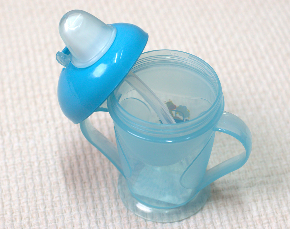 Baby Sippy Cup with Dual Handles, Soft Spout & Protective Hygienic Cap - Blue