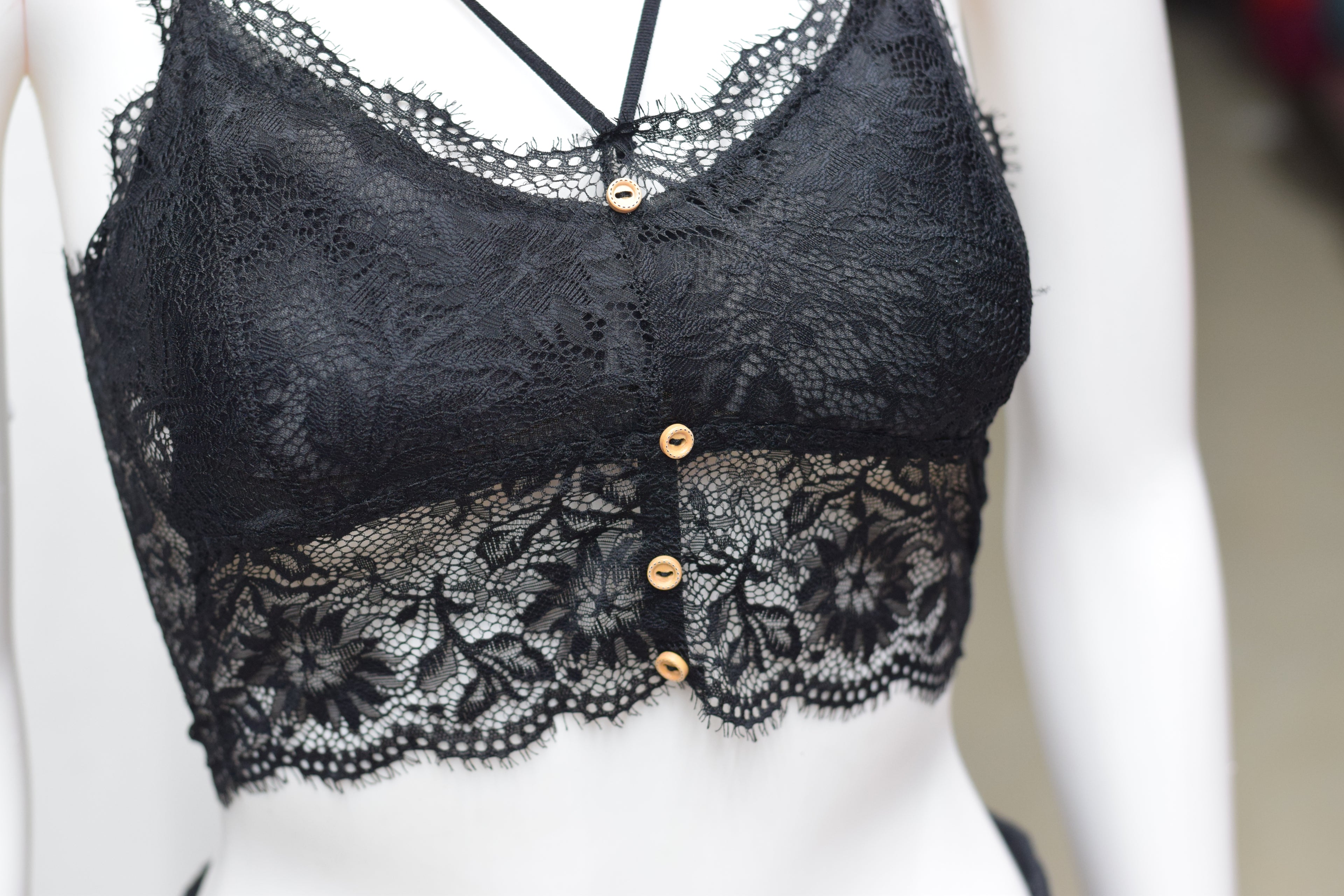 Women's Floral Lace Padded Bralette Crop Top – White Elegant Lace Bra