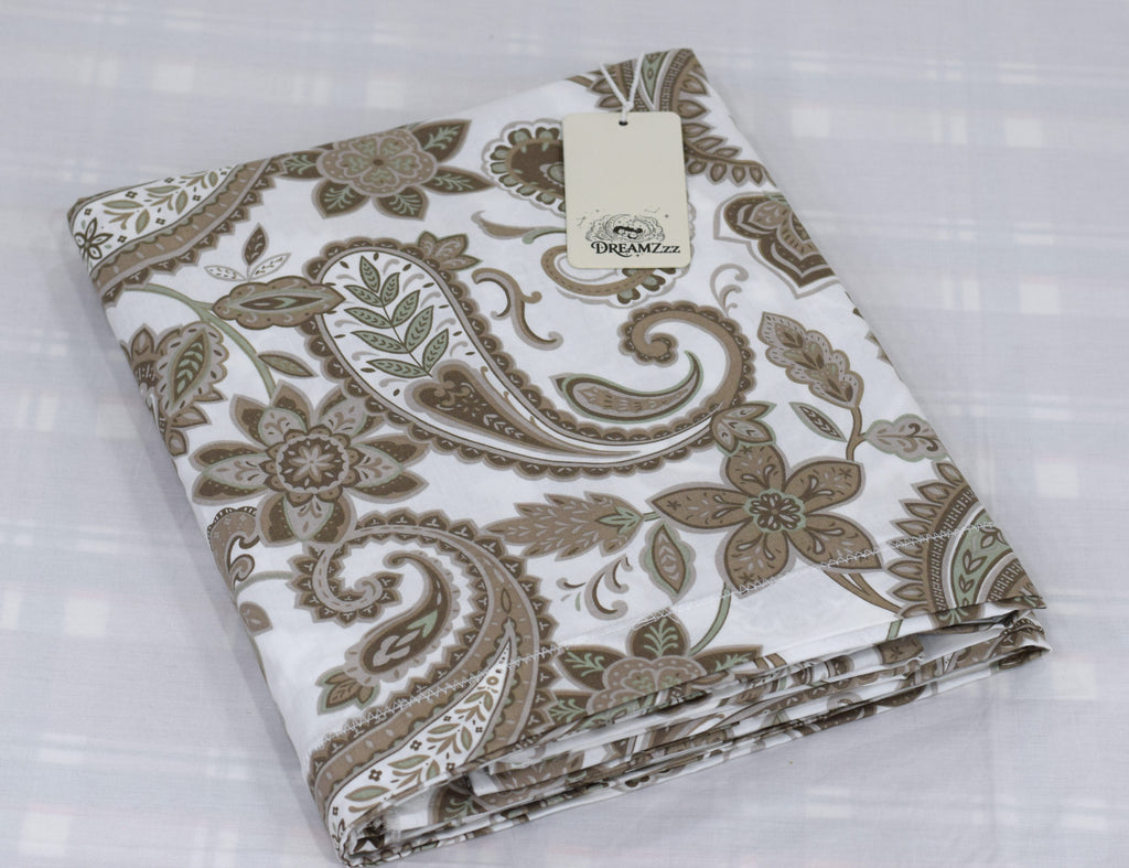 Premium Cotton Double Bedsheet – Elegant Paisley Floral Print | 110 x 110 Inches
