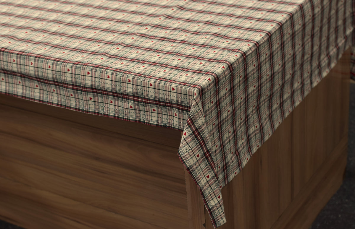Premium Plaid Cotton Tablecloth with Heart Motifs – 6 to 8 Seater – Nushio by Pulpel