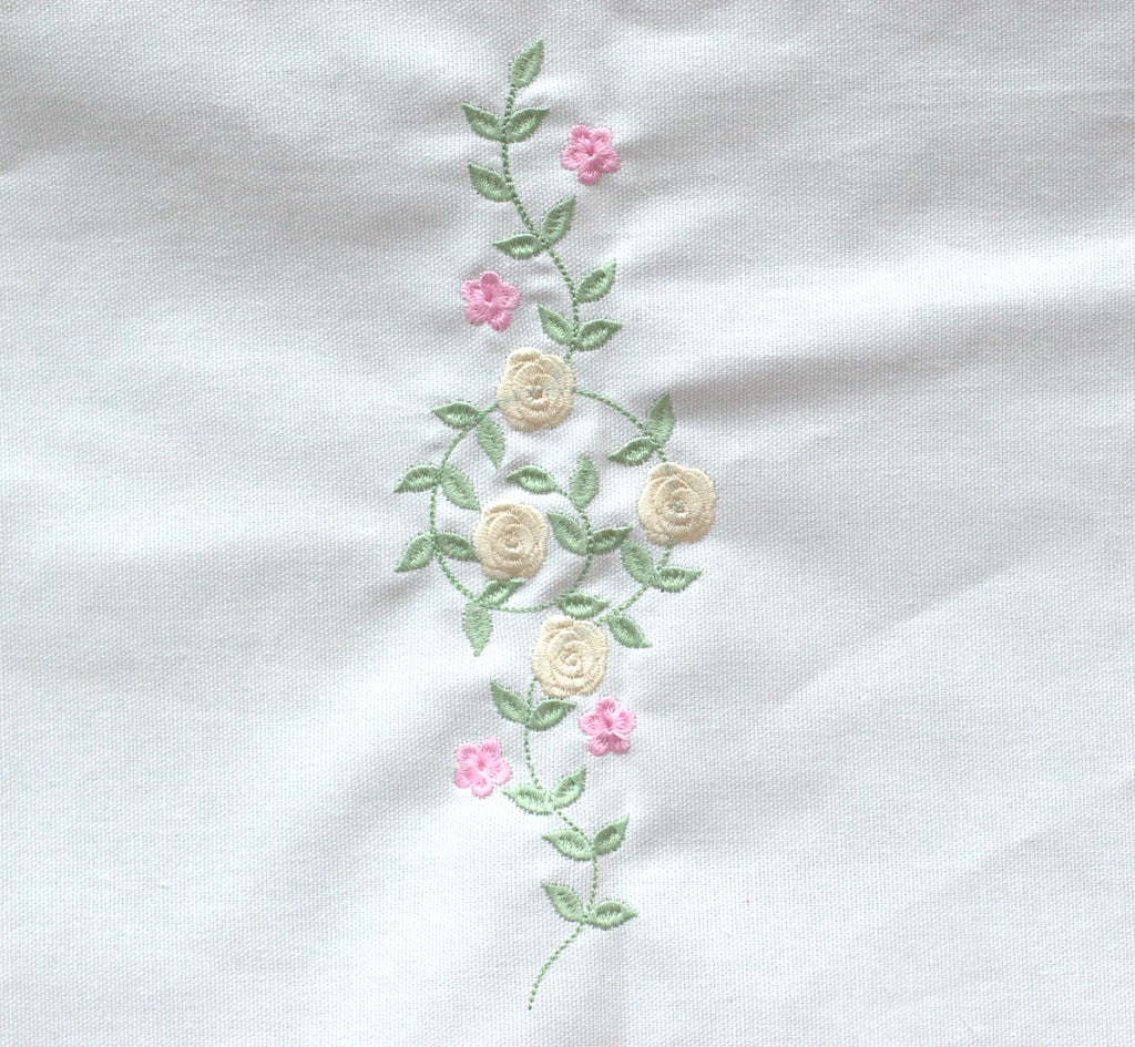 White Floral Embroidered Chair Back Cover Set