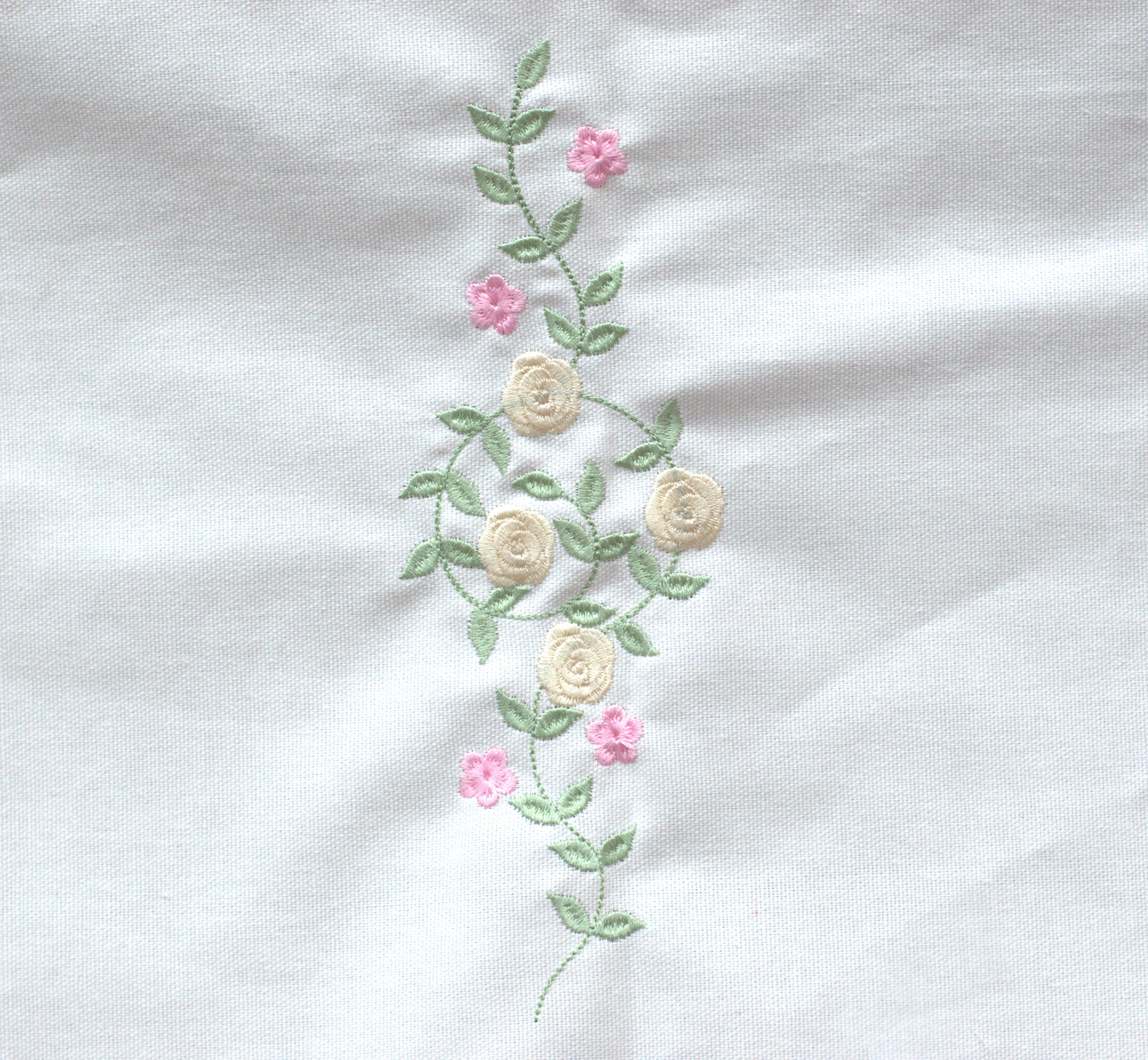 White Floral Embroidered Chair Back Cover Set
