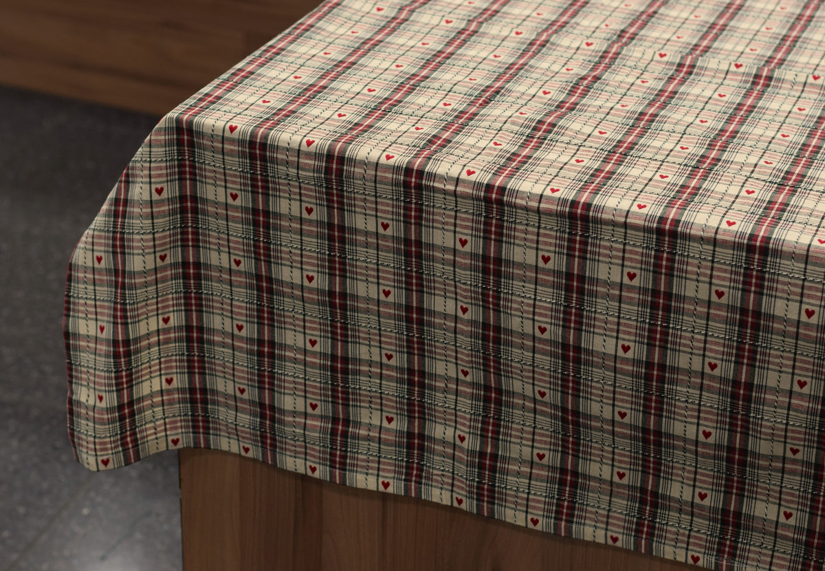 Premium Plaid Cotton Tablecloth with Heart Motifs – 6 to 8 Seater – Nushio by Pulpel