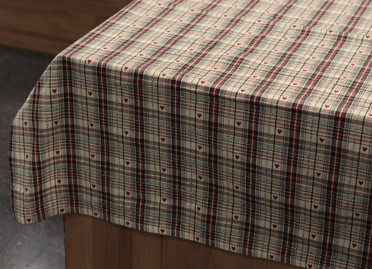 Premium Plaid Cotton Tablecloth with Heart Motifs – 6 to 8 Seater – Nushio by Pulpel