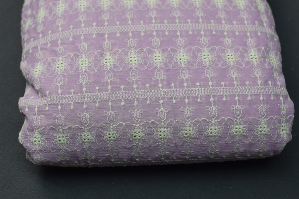 Lavender Crush Georgette Embroidered Dress Material – 2.50 Meters | 44” Width