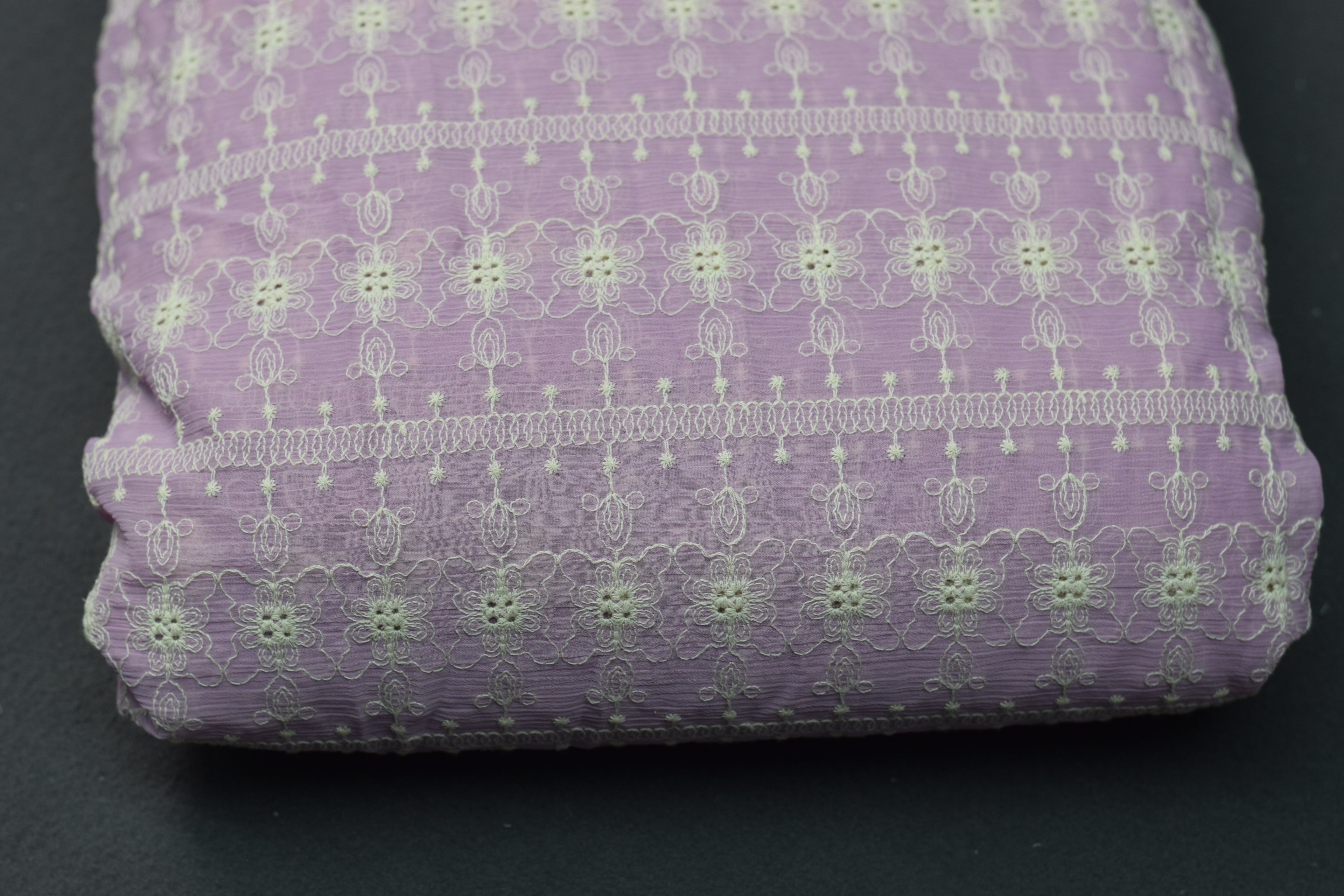 Lavender Crush Georgette Embroidered Dress Material – 2.50 Meters | 44” Width