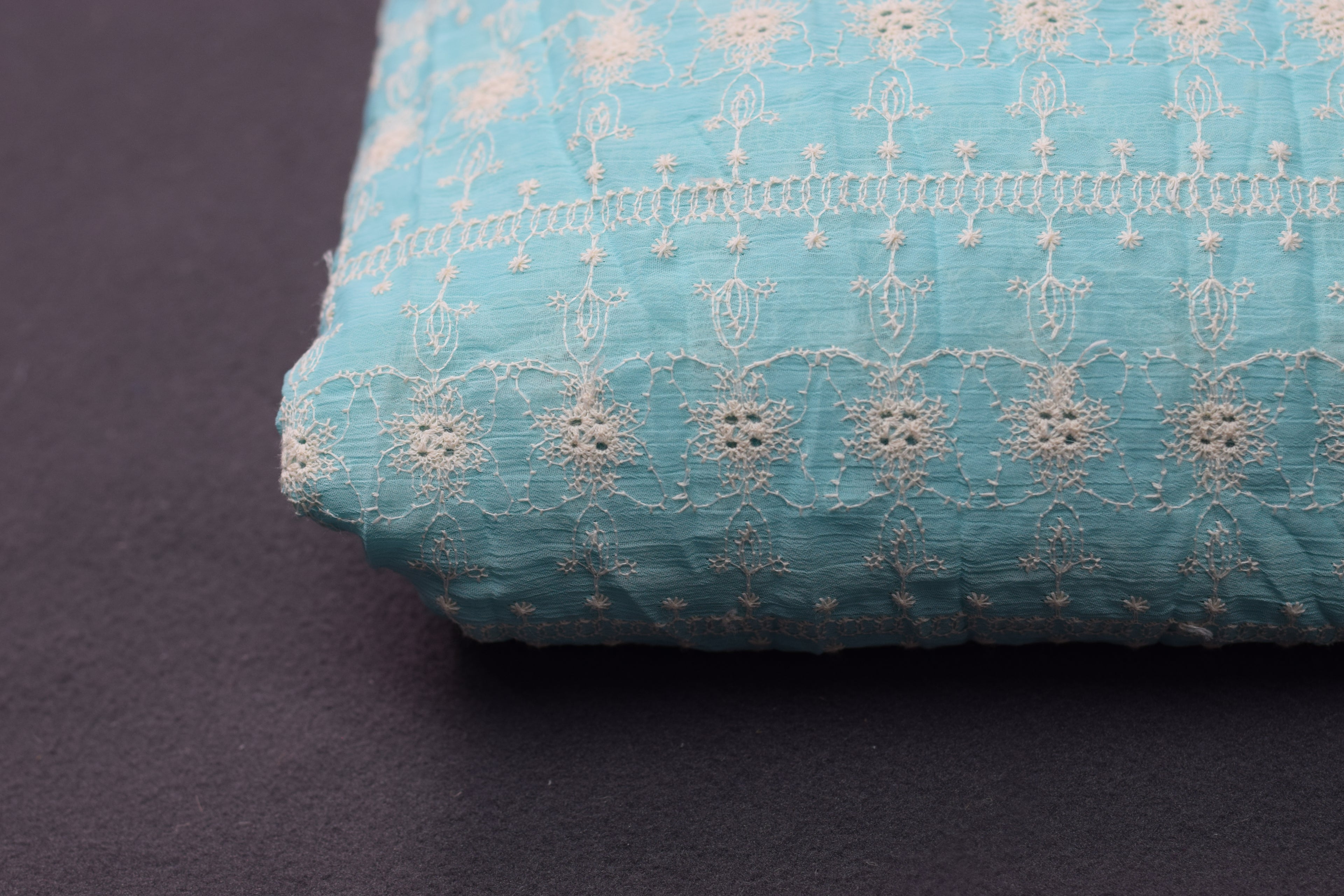 Sky Blue Crush Georgette Embroidered Dress Material Set