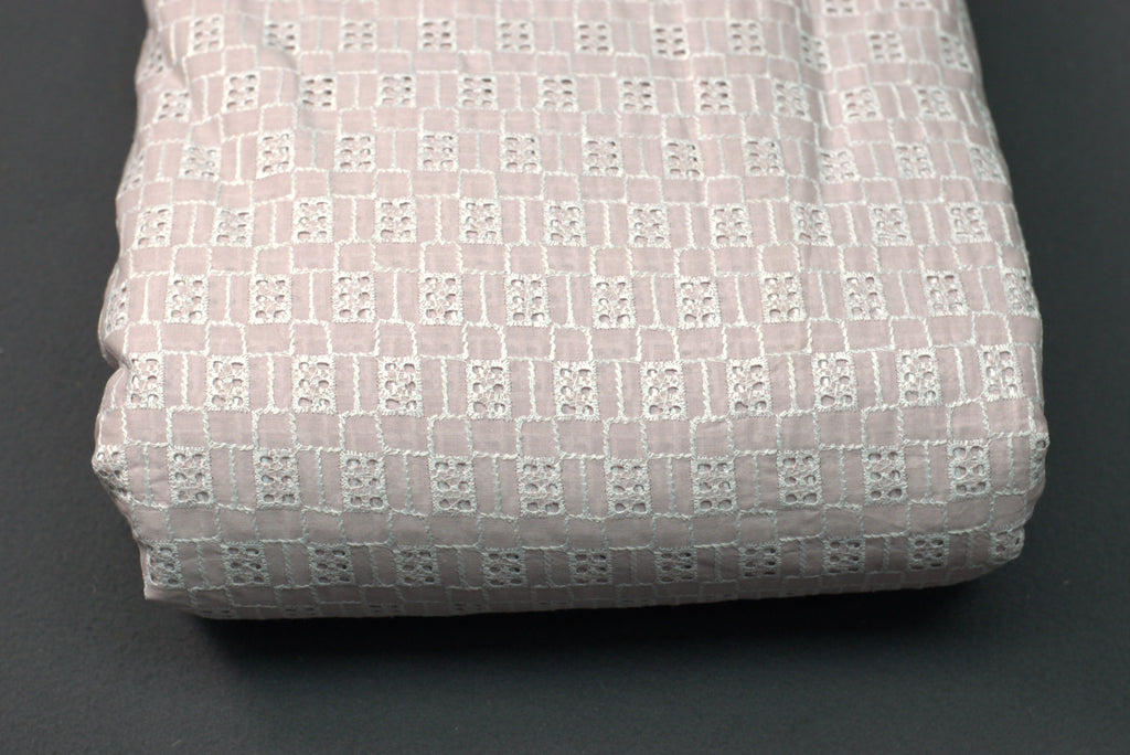 Blush Pink Cotton Embroidered Dress Material – 44" Width | Top 2.50 Mtrs