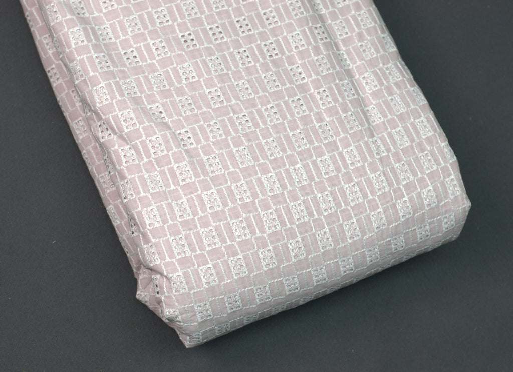 Blush Pink Cotton Embroidered Dress Material – 44" Width | Top 2.50 Mtrs