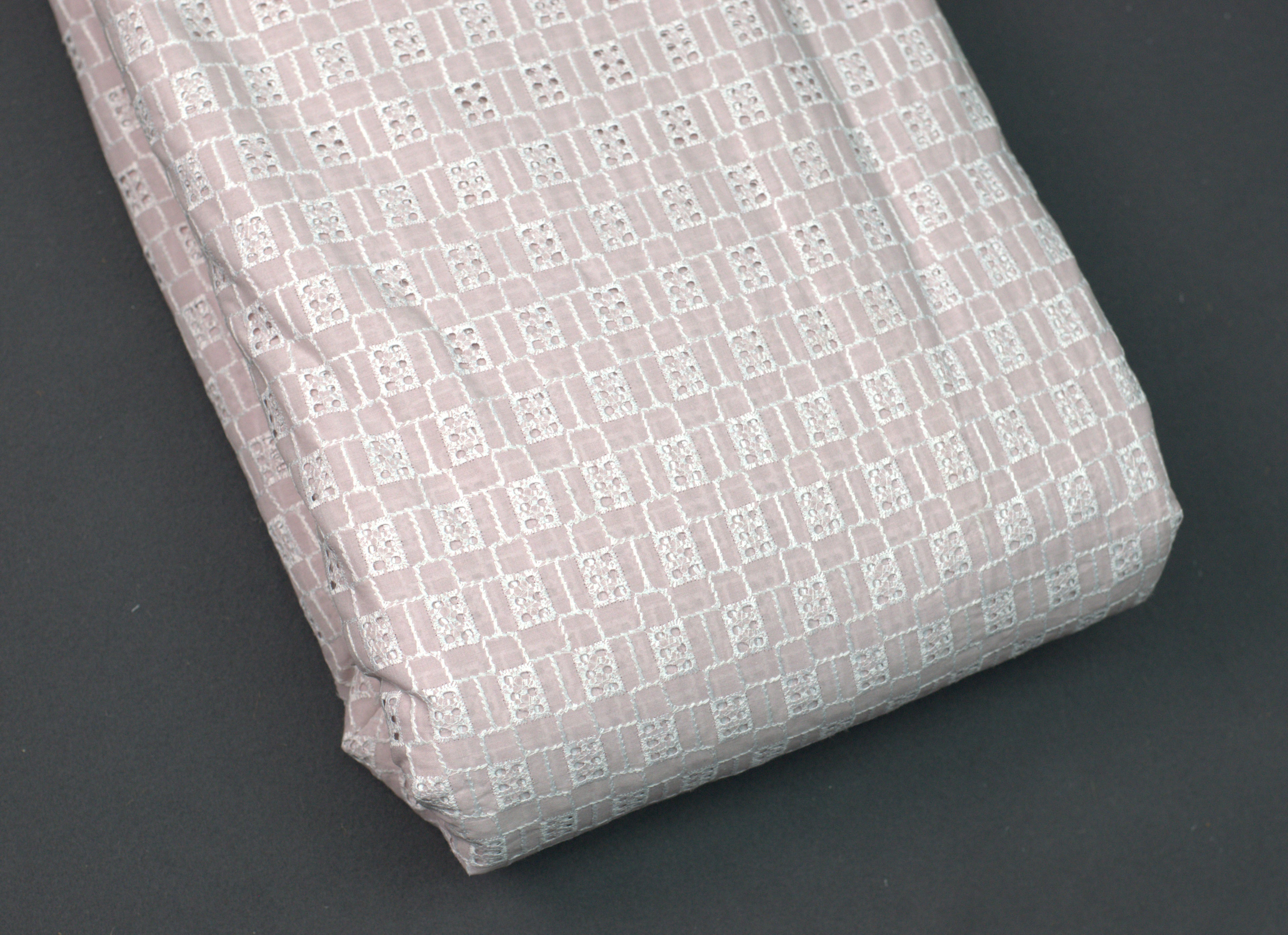 Blush Pink Cotton Embroidered Dress Material – 44" Width | Top 2.50 Mtrs