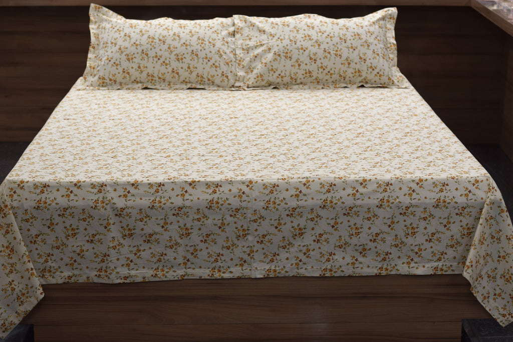 Floral Cotton Blend Queen Size Bedsheet – 90 × 100 Inches