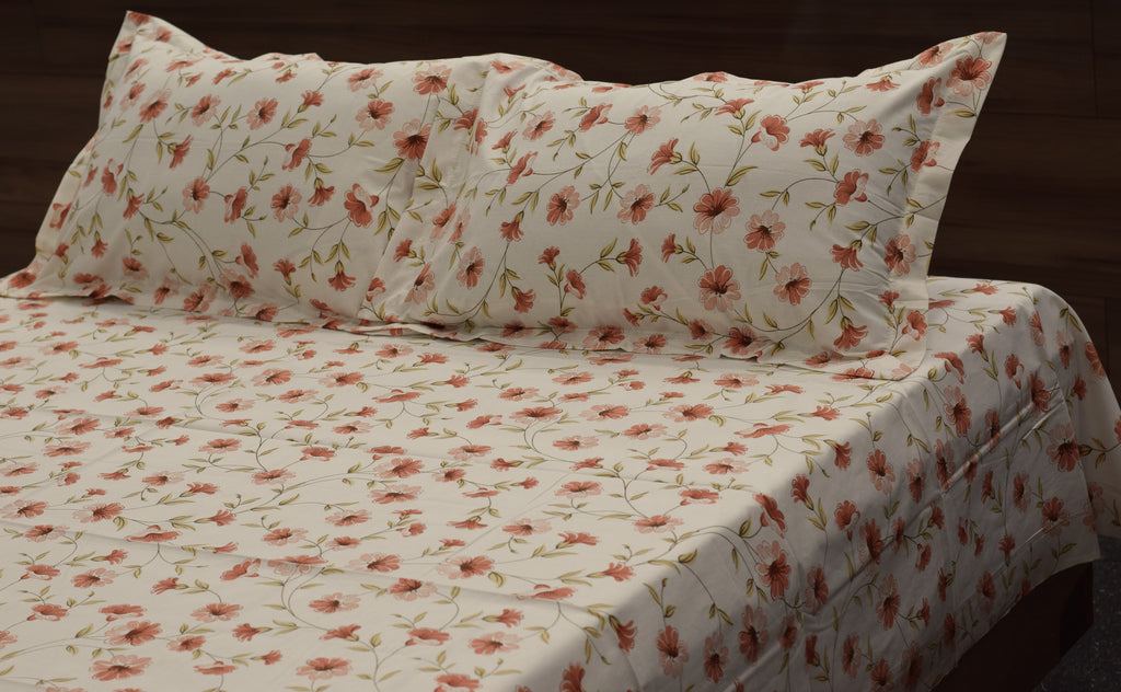 Queen Size Cotton Blend Floral Printed Bedsheet – 90 x 100 Inches
