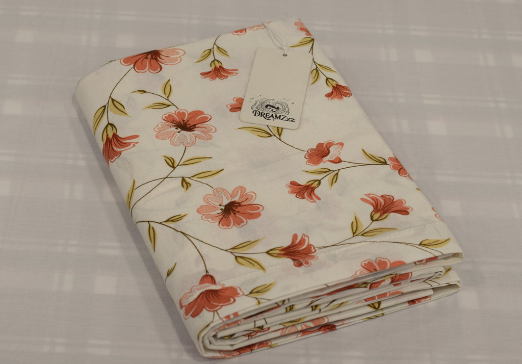 Queen Size Cotton Blend Floral Printed Bedsheet – 90 x 100 Inches