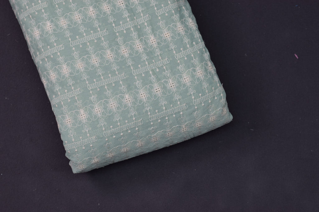 Mint Green Crush Georgette Embroidered Dress Material – 44" Width | Top 2.5 Meters