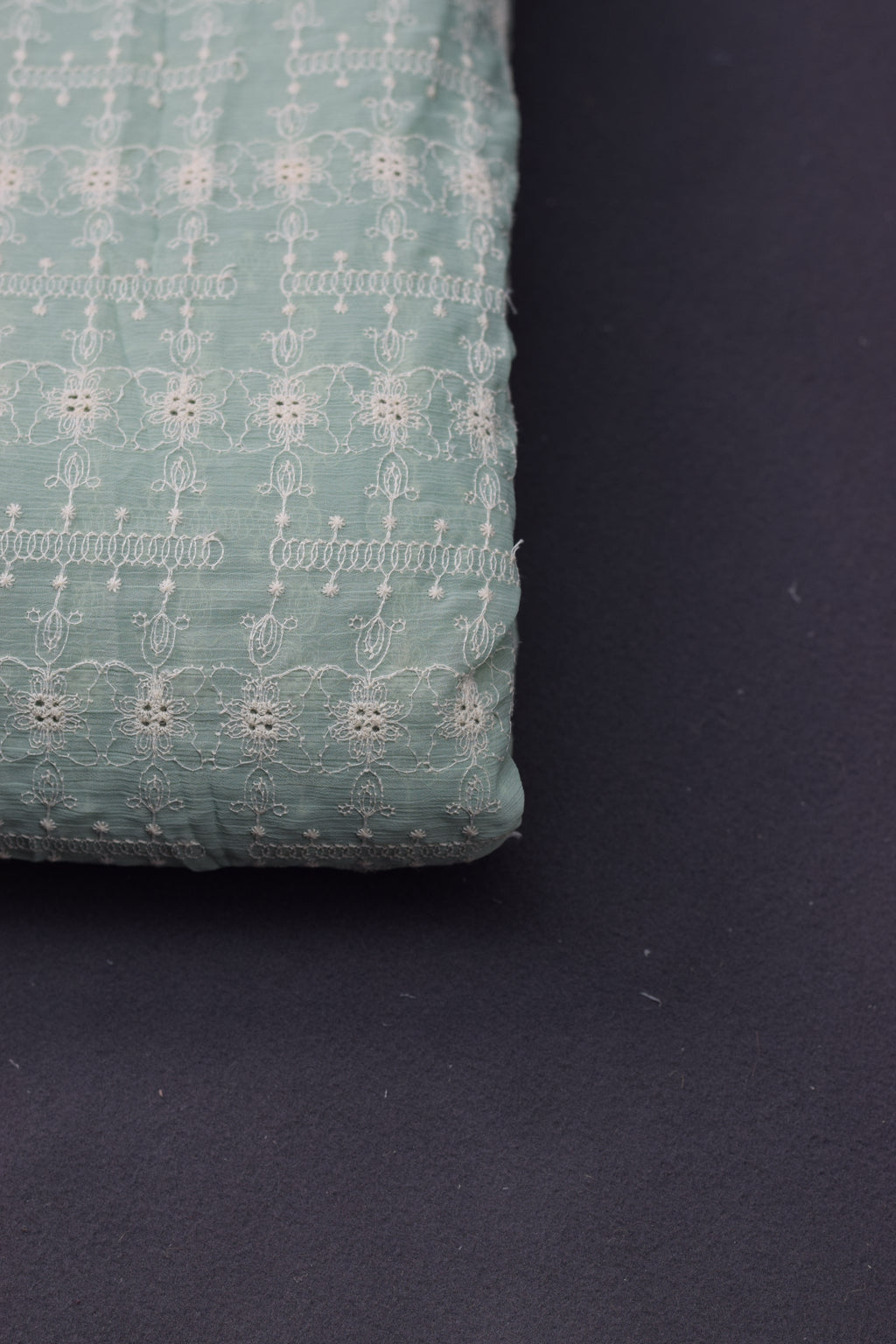 Mint Green Crush Georgette Embroidered Dress Material – 44" Width | Top 2.5 Meters