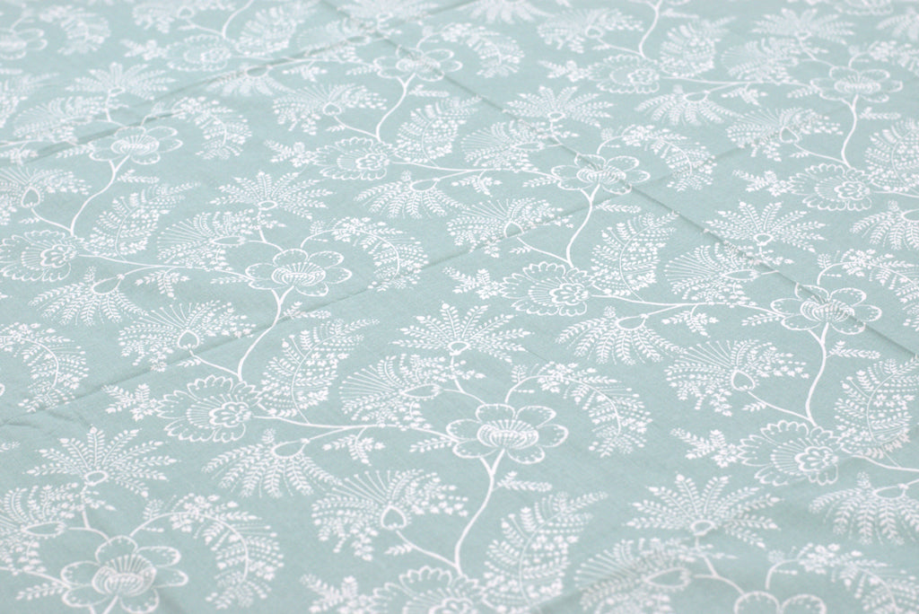 Mint Green Floral Queen Size Bedsheet with 2 Pillow Covers - View 3 - Floral - Nushio