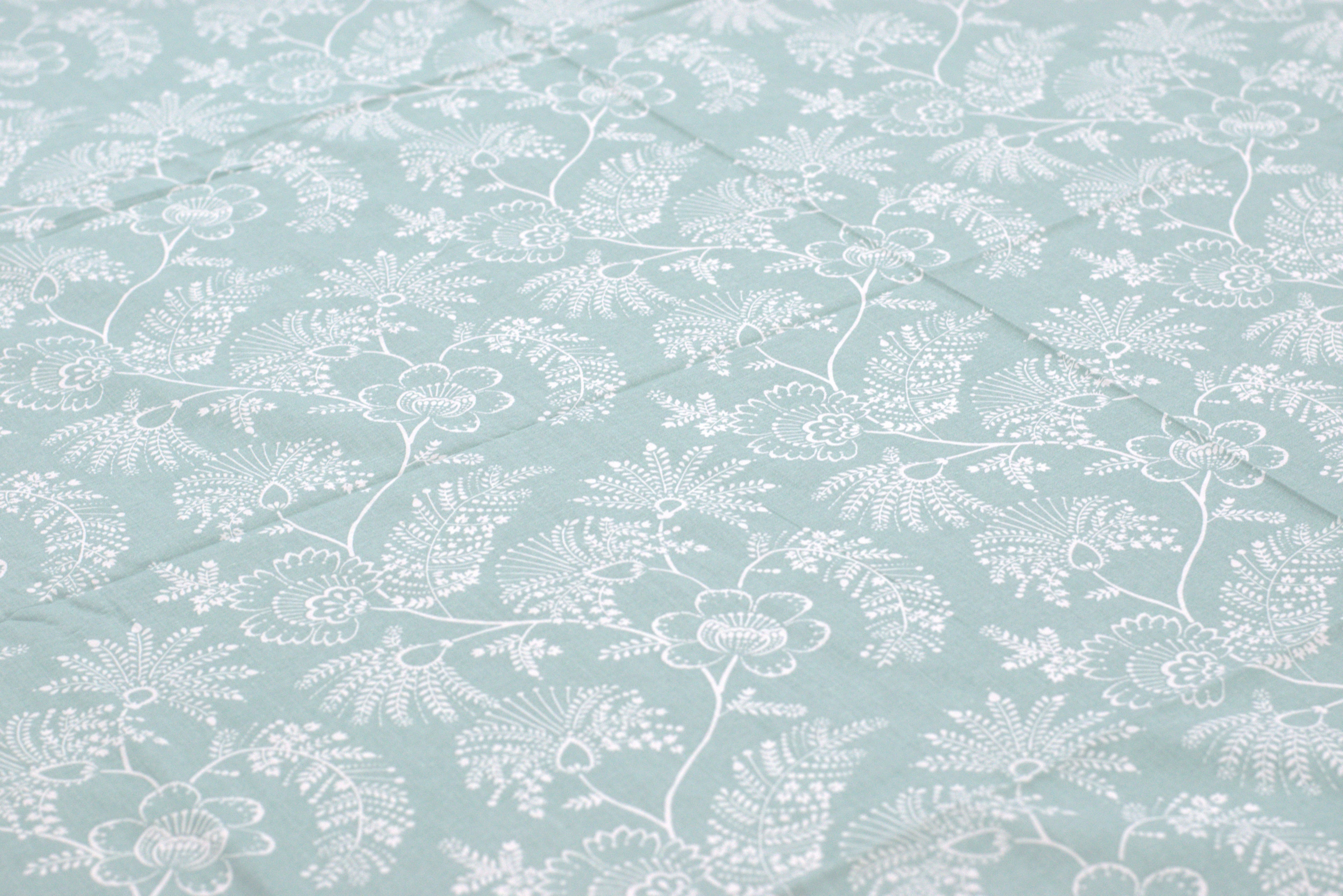 Mint Green Floral Queen Size Bedsheet with 2 Pillow Covers - View 3 - Floral - Nushio