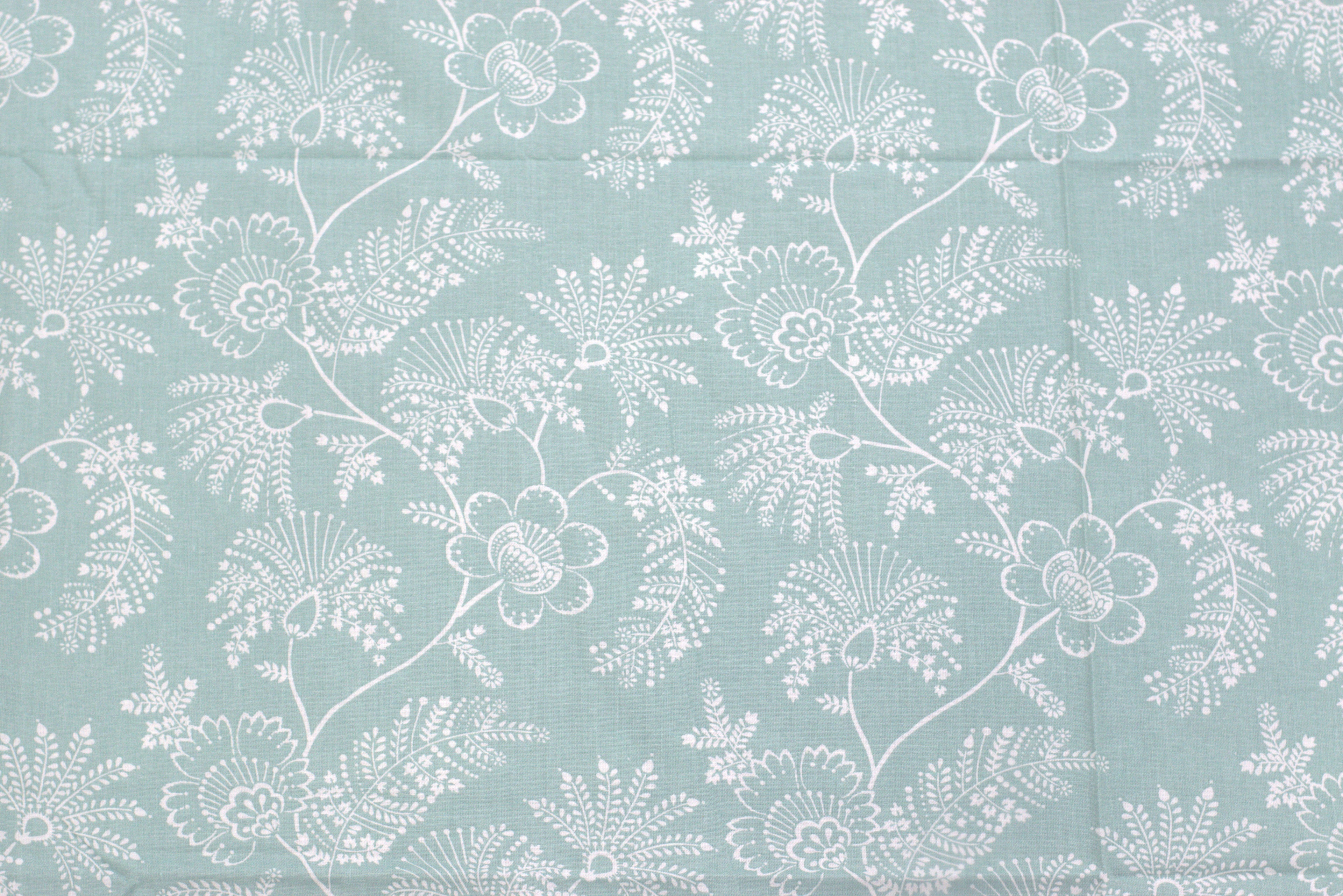 Mint Green Floral Queen Size Bedsheet with 2 Pillow Covers - View 2 - Floral - Nushio