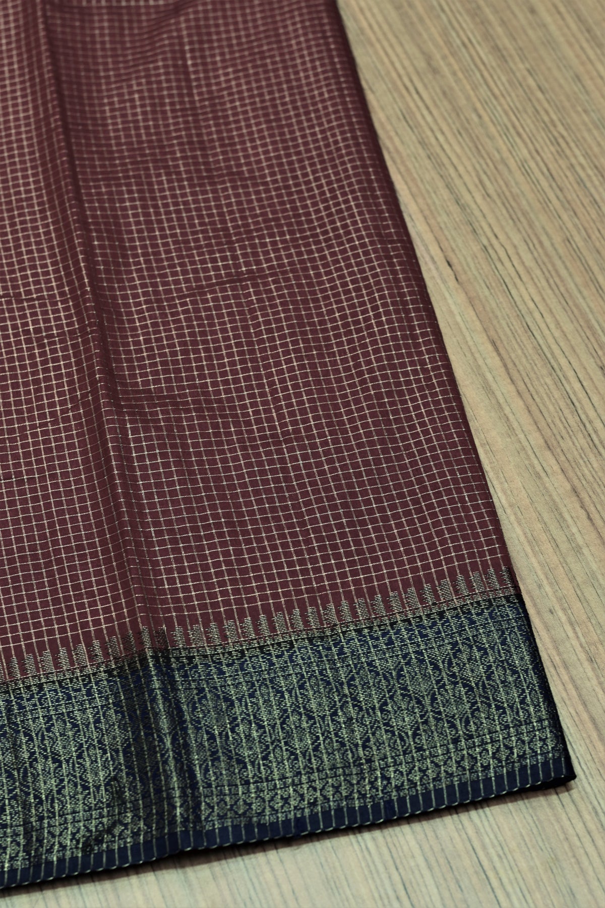 Maroon & Navy Blue Semi Banarasi Silk Saree with Zari Checkered – Nushio by Pulpel