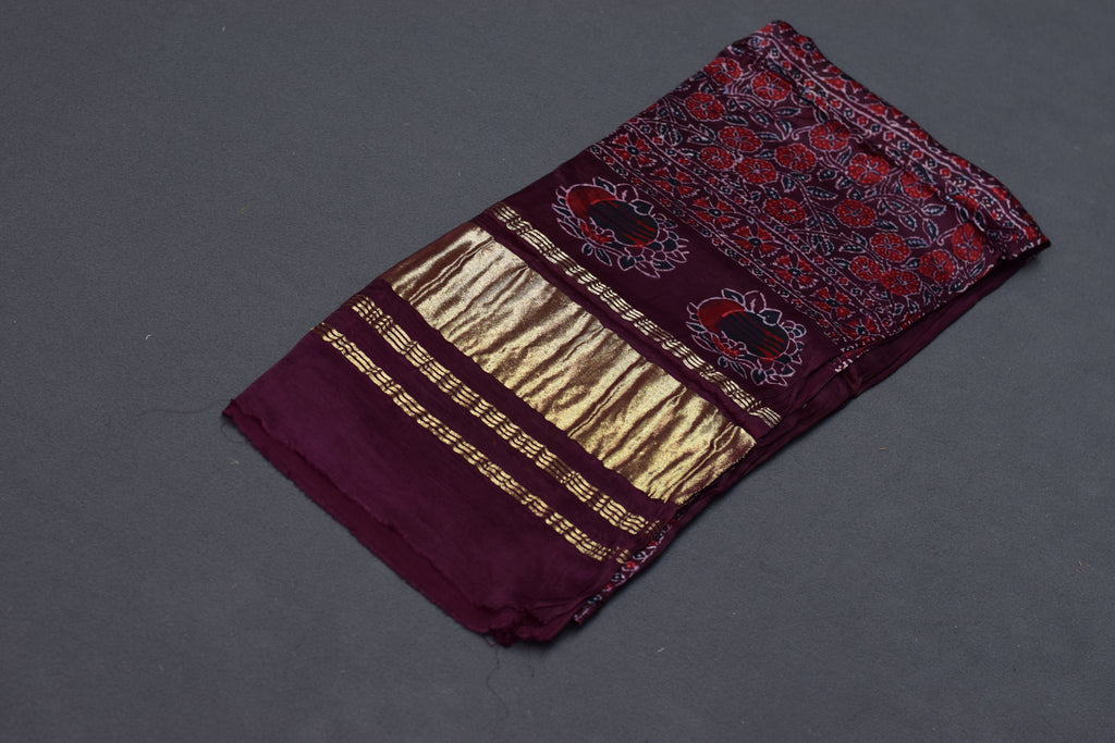 Wine Blossom Modal Silk Churidar Material Set