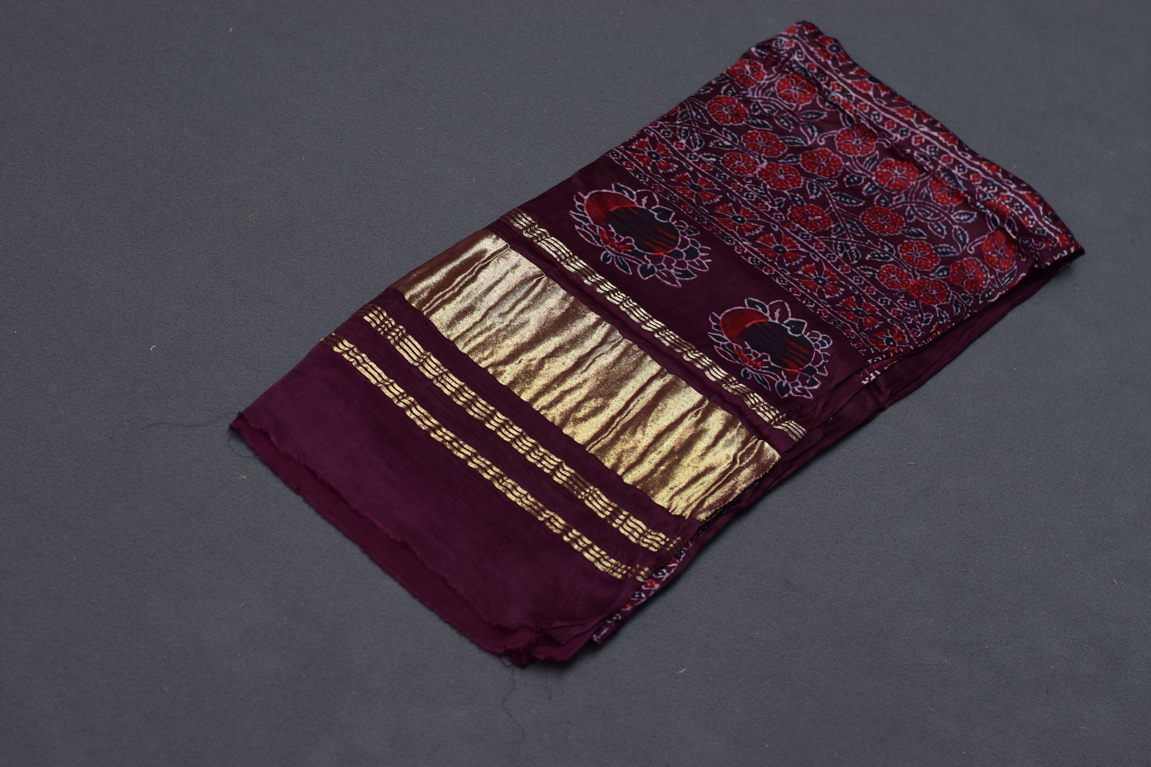 Wine Blossom Modal Silk Churidar Material Set