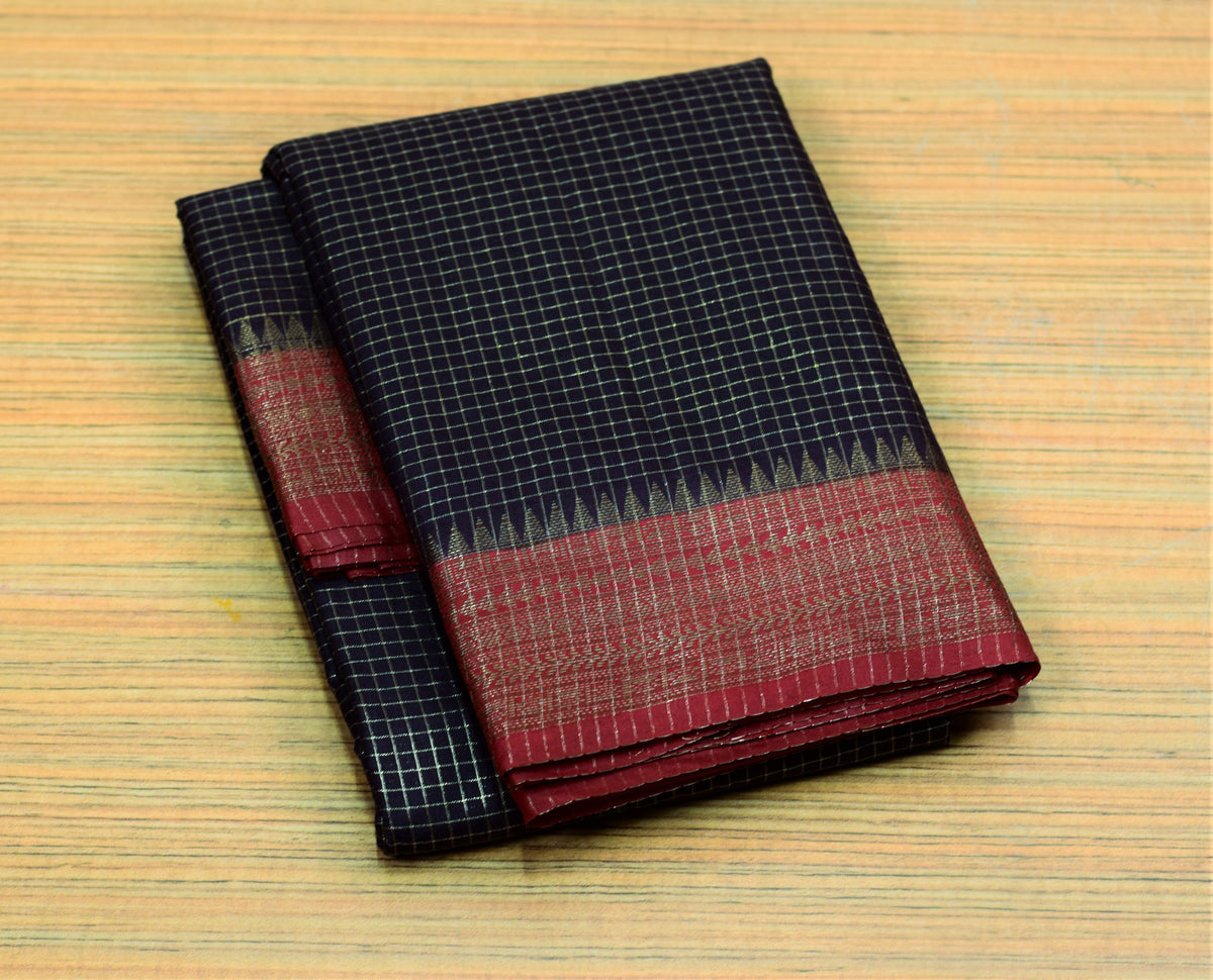 Deep Purple Semi Banarasi Saree with Contrasting Maroon Zari – Nushio by Pulpel