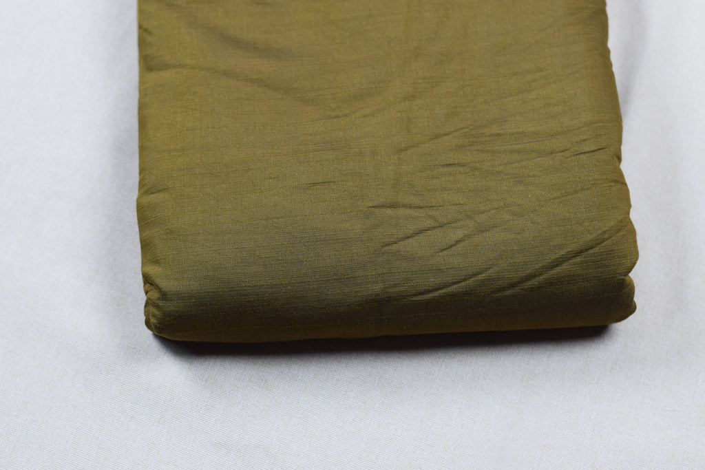 Olive Green Floral Vatican Silk Dress Material Set | Top & Bottom | 56''Width