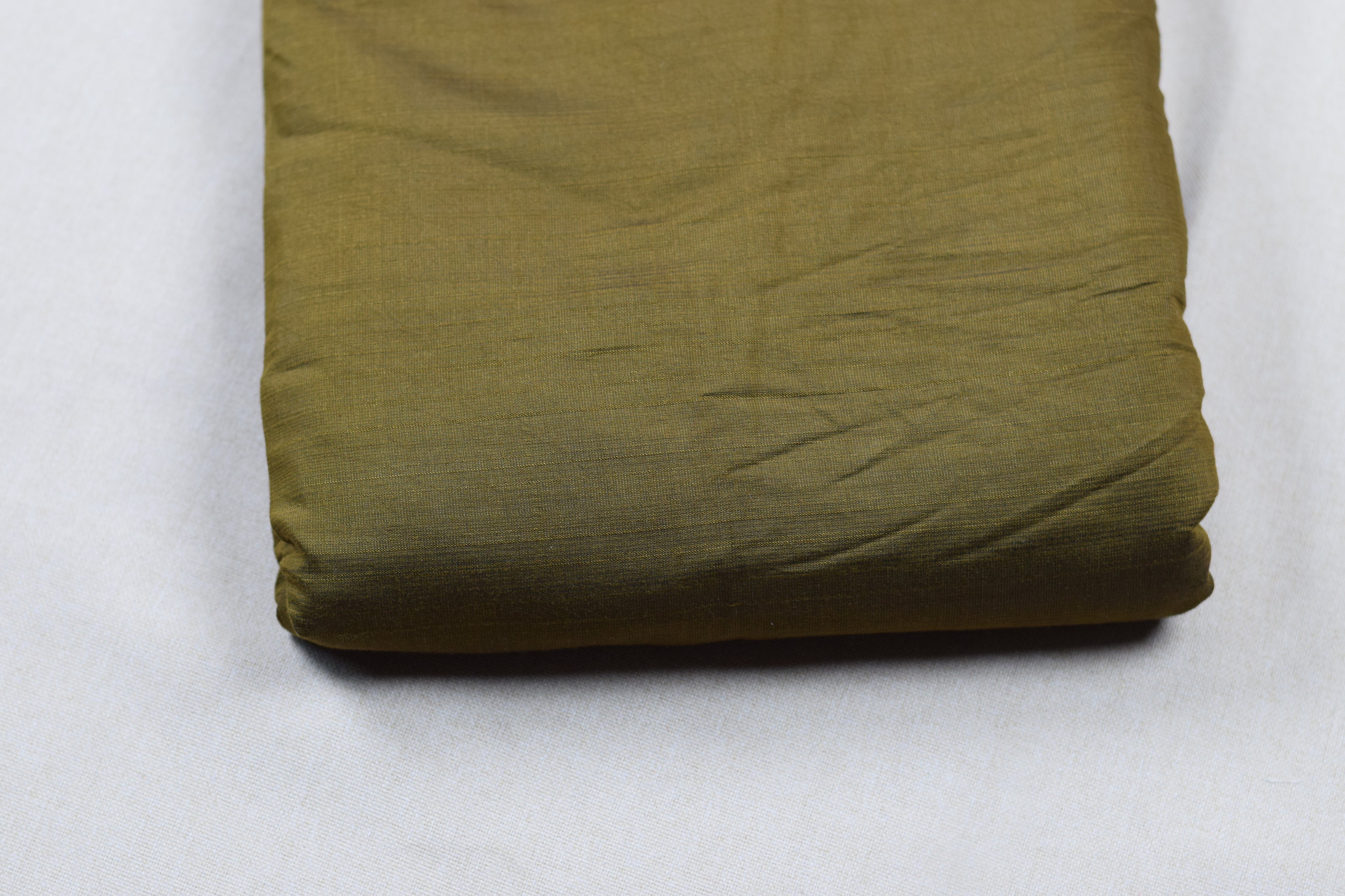 Olive Green Floral Vatican Silk Dress Material Set | Top & Bottom | 56''Width