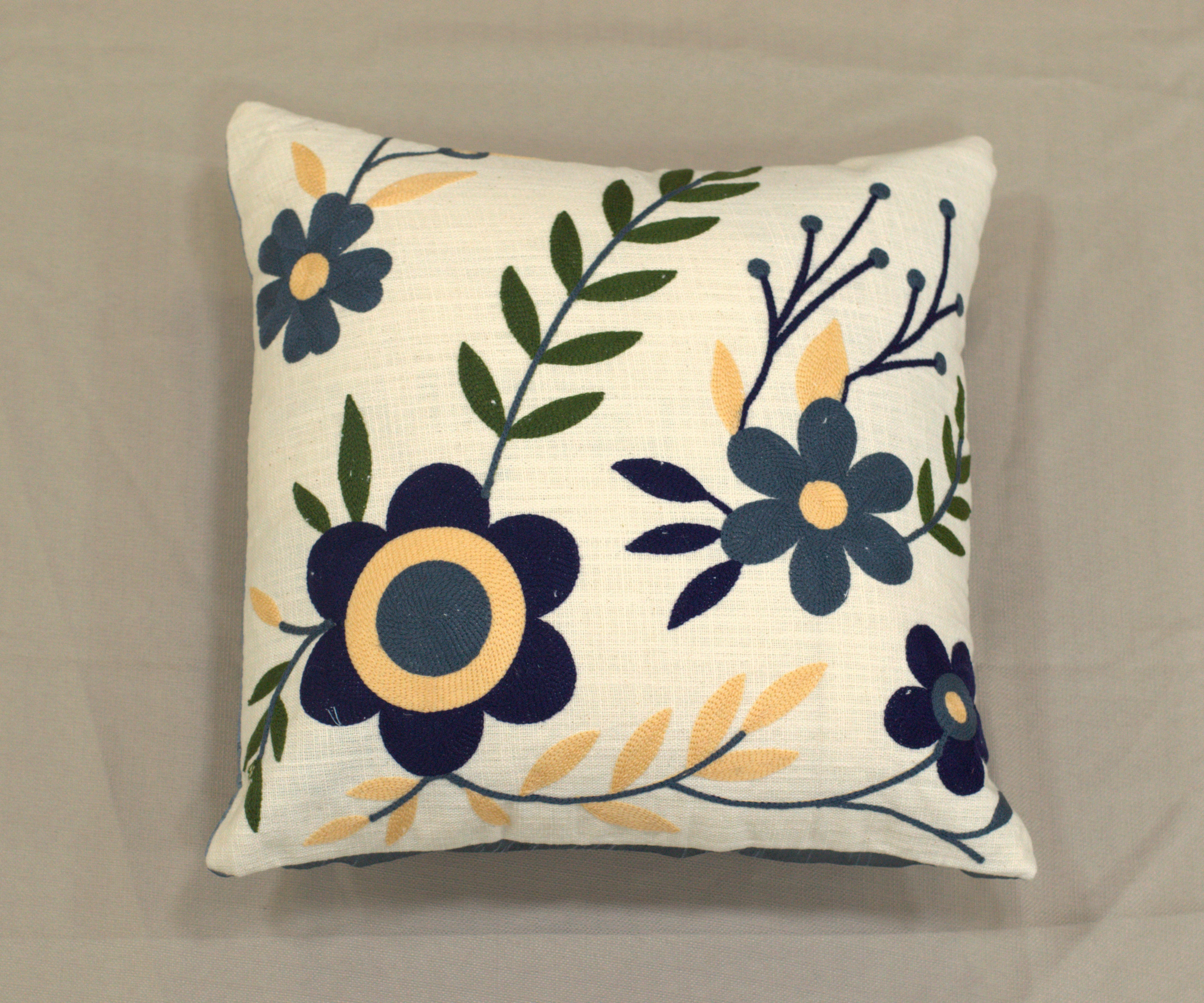 Set of 5 Floral Cotton Cushion Covers 16x16 Inch – Elegant Decorative Throw Pillow Covers