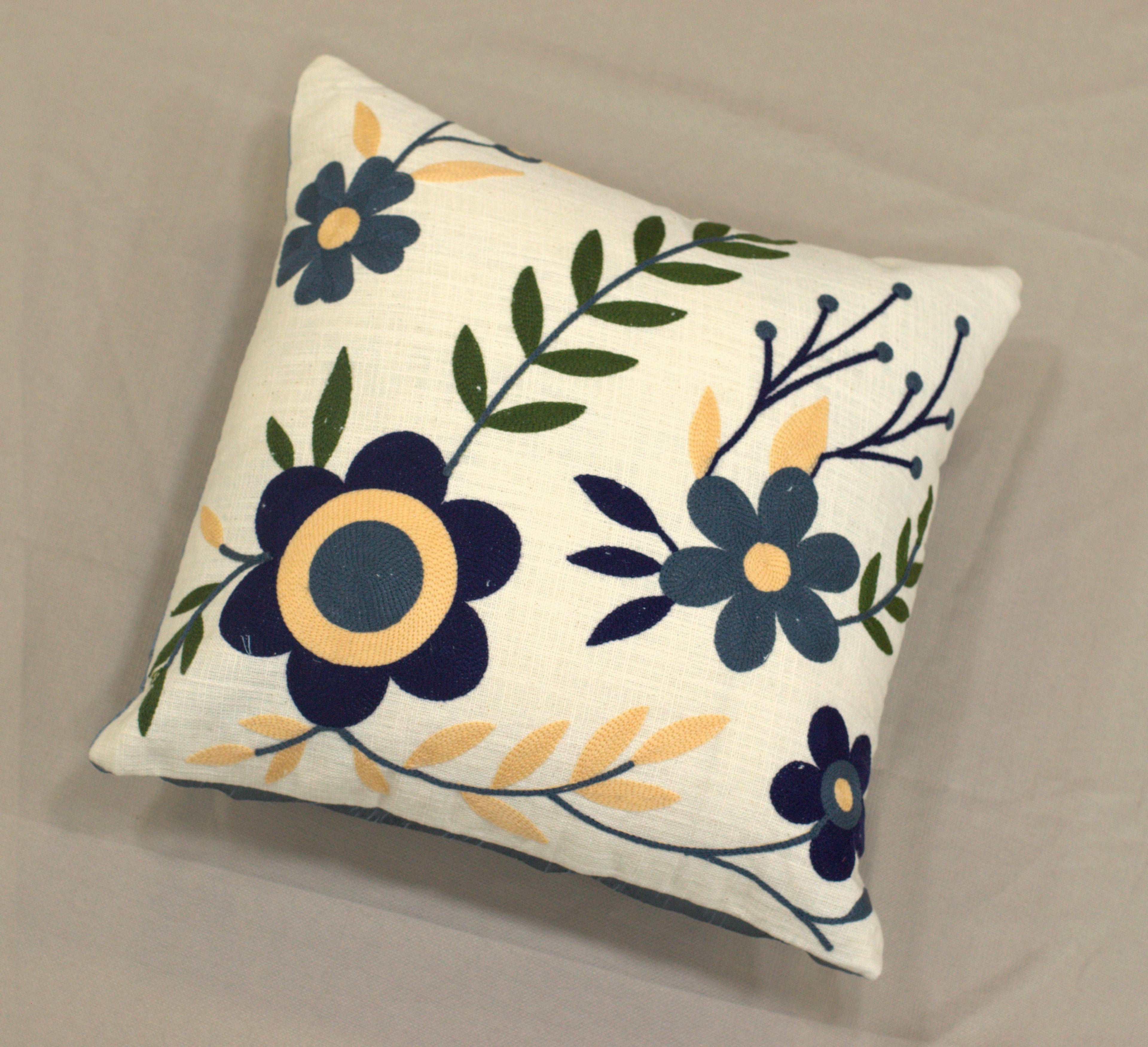 Set of 5 Floral Cotton Cushion Covers 16x16 Inch – Elegant Decorative Throw Pillow Covers