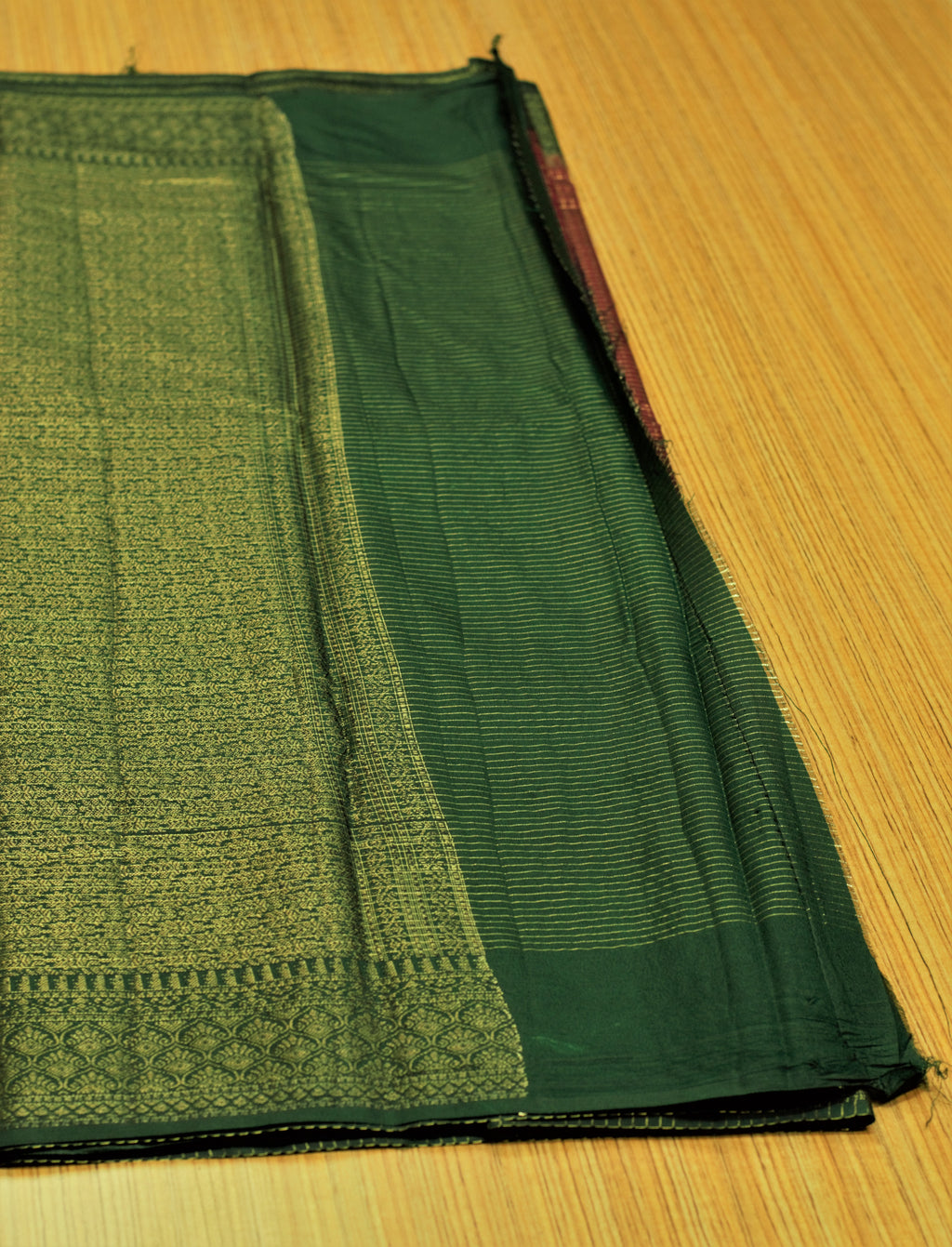 Wine & Bottle Green Semi Banarasi Silk Saree with Zari Checkered – Nushio by Pulpel