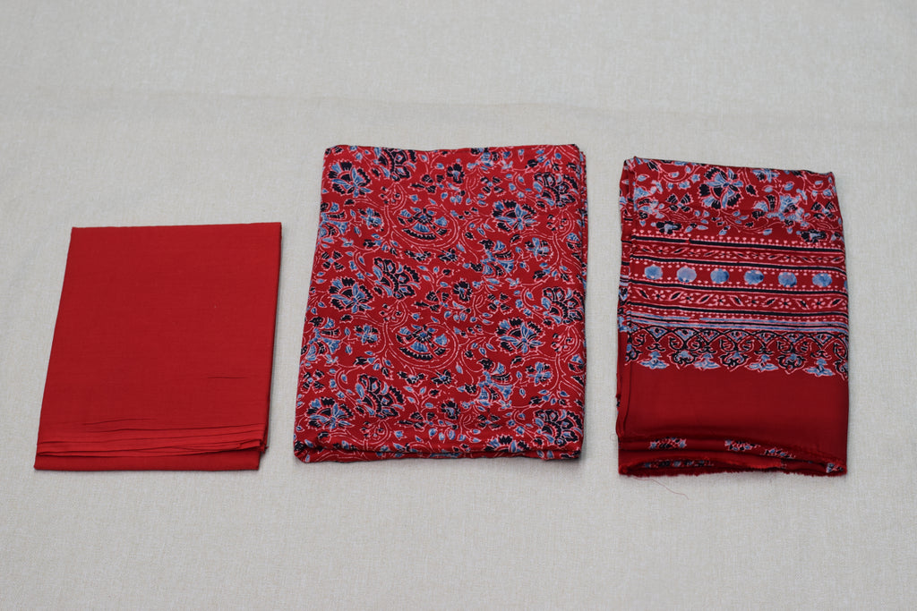 Ruby Blossom Modal Silk Churidar Material Set