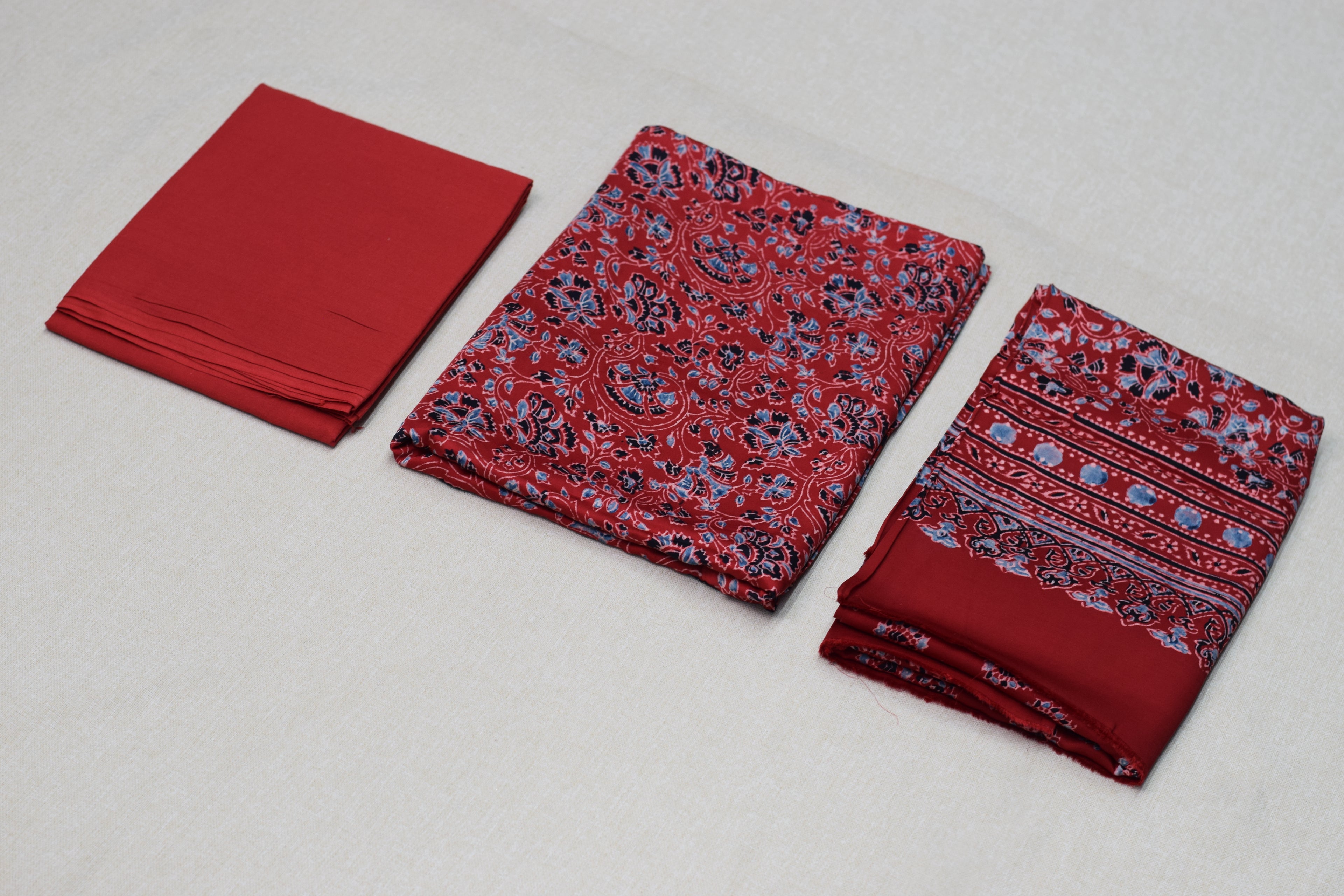 Ruby Blossom Modal Silk Churidar Material Set