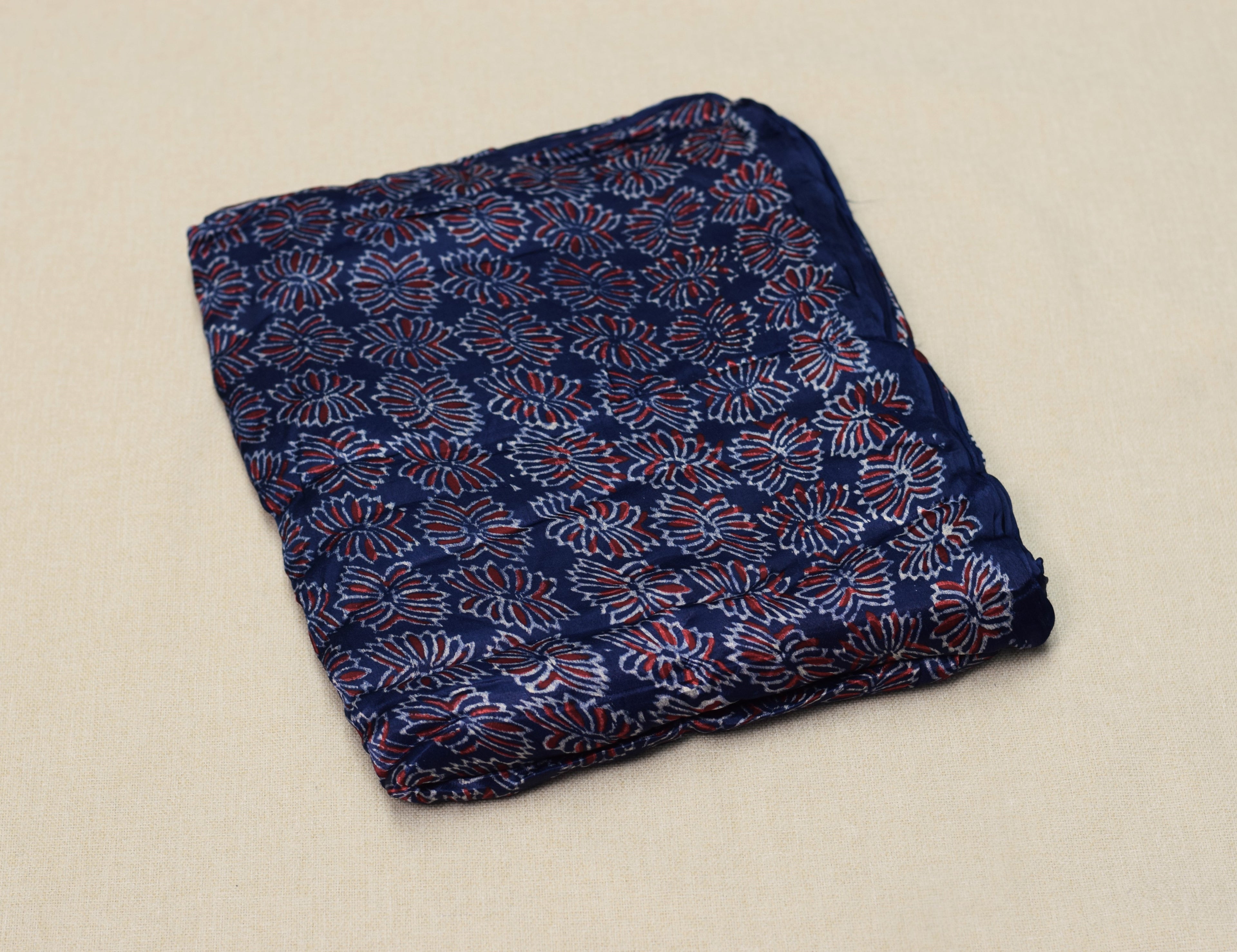 Midnight Indigo Modal Silk Churidar Material Set with Elegant Printed Design