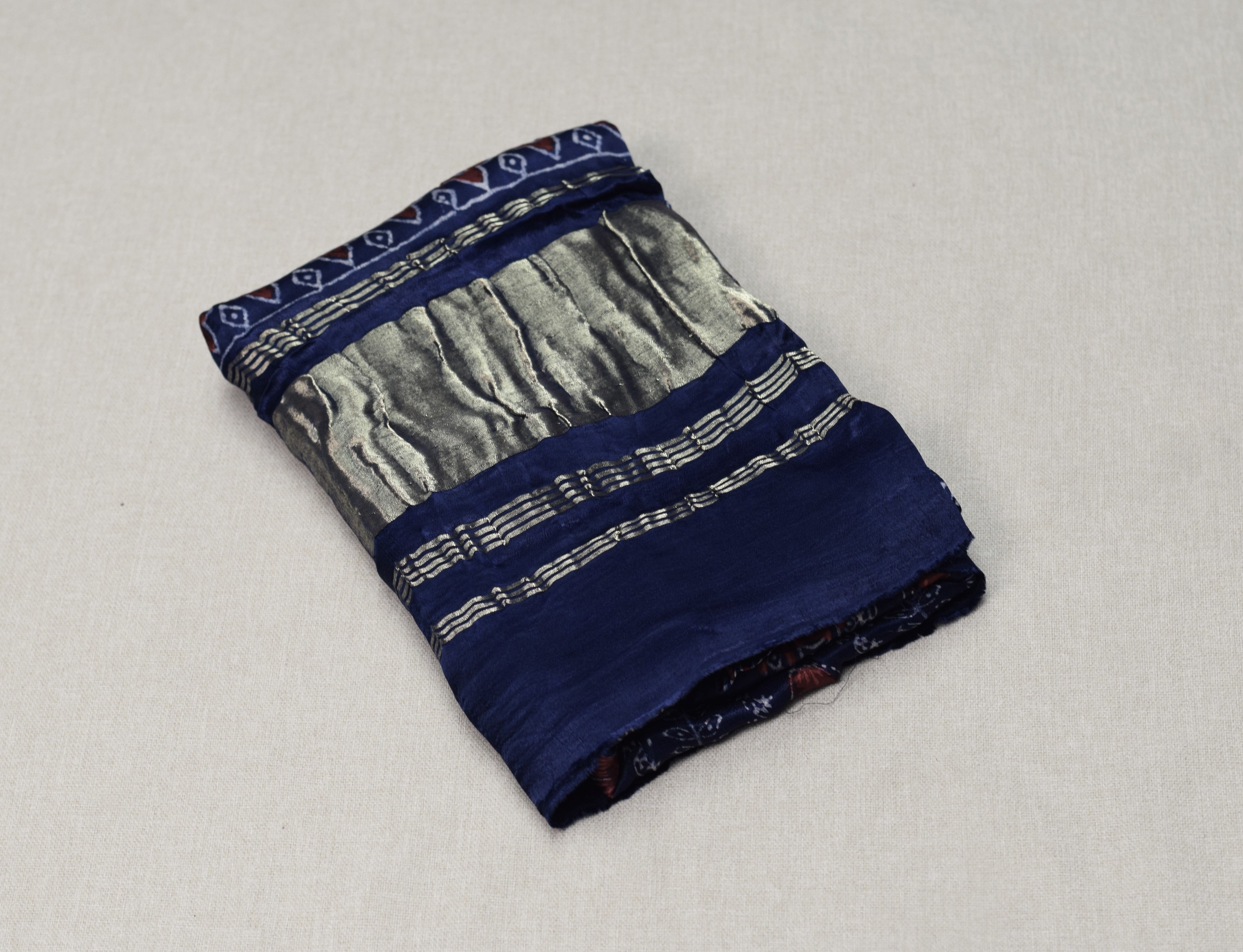 Midnight Indigo Modal Silk Churidar Material Set with Elegant Printed Design
