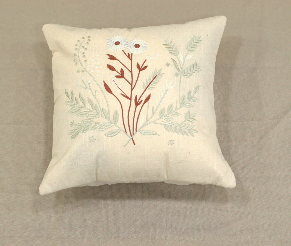 Botanical Embroidered Cushion Covers – Set of 5 | 16x16 Inches | Nushio
