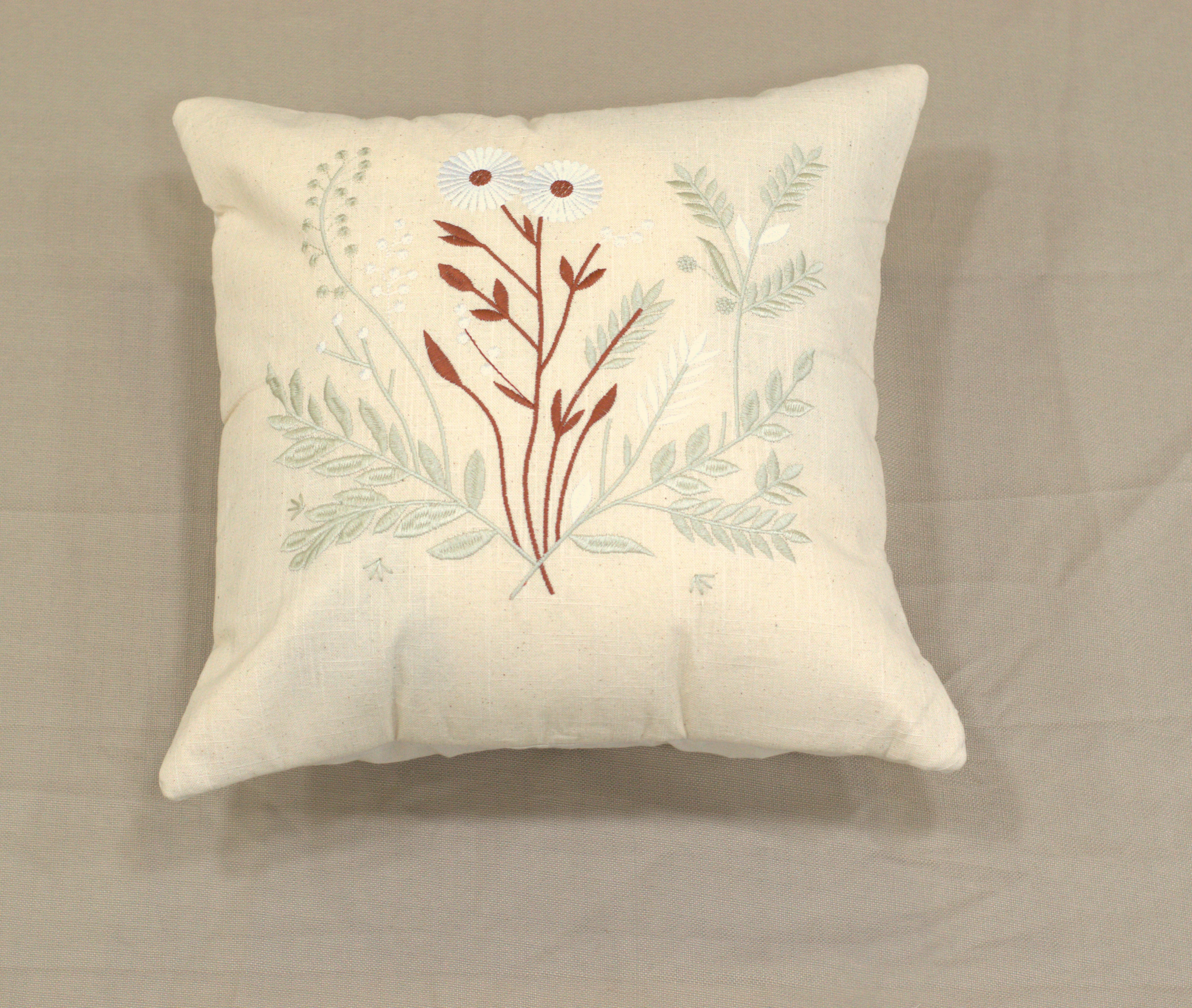 Botanical Embroidered Cushion Covers – Set of 5 | 16x16 Inches | Nushio