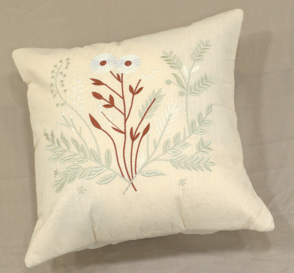 Botanical Embroidered Cushion Covers – Set of 5 | 16x16 Inches | Nushio