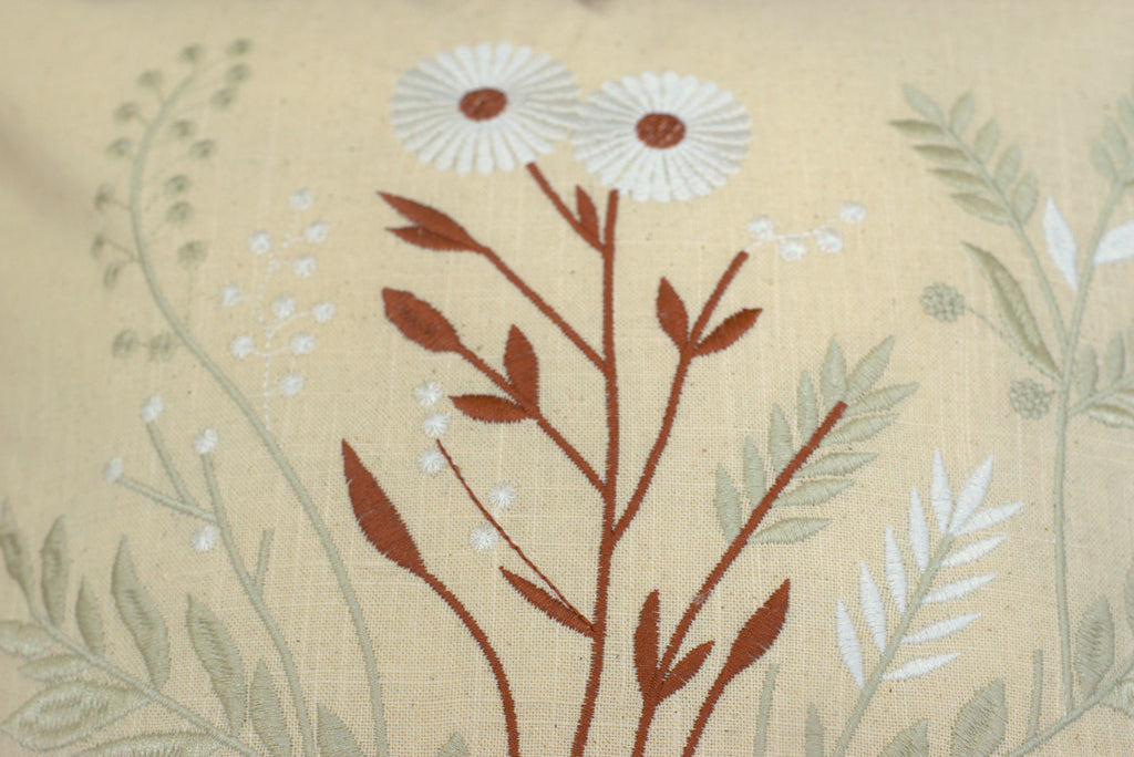 Botanical Embroidered Cushion Covers – Set of 5 | 16x16 Inches | Nushio