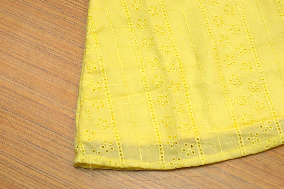 Girls Yellow Cotton Hakoba Halter Neck Frock with Sleeve Material – Nushio by Pulpel