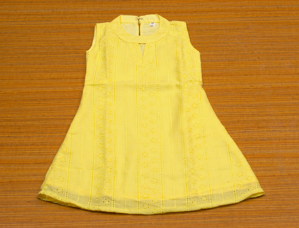 Girls Yellow Cotton Hakoba Halter Neck Frock with Sleeve Material – Nushio by Pulpel