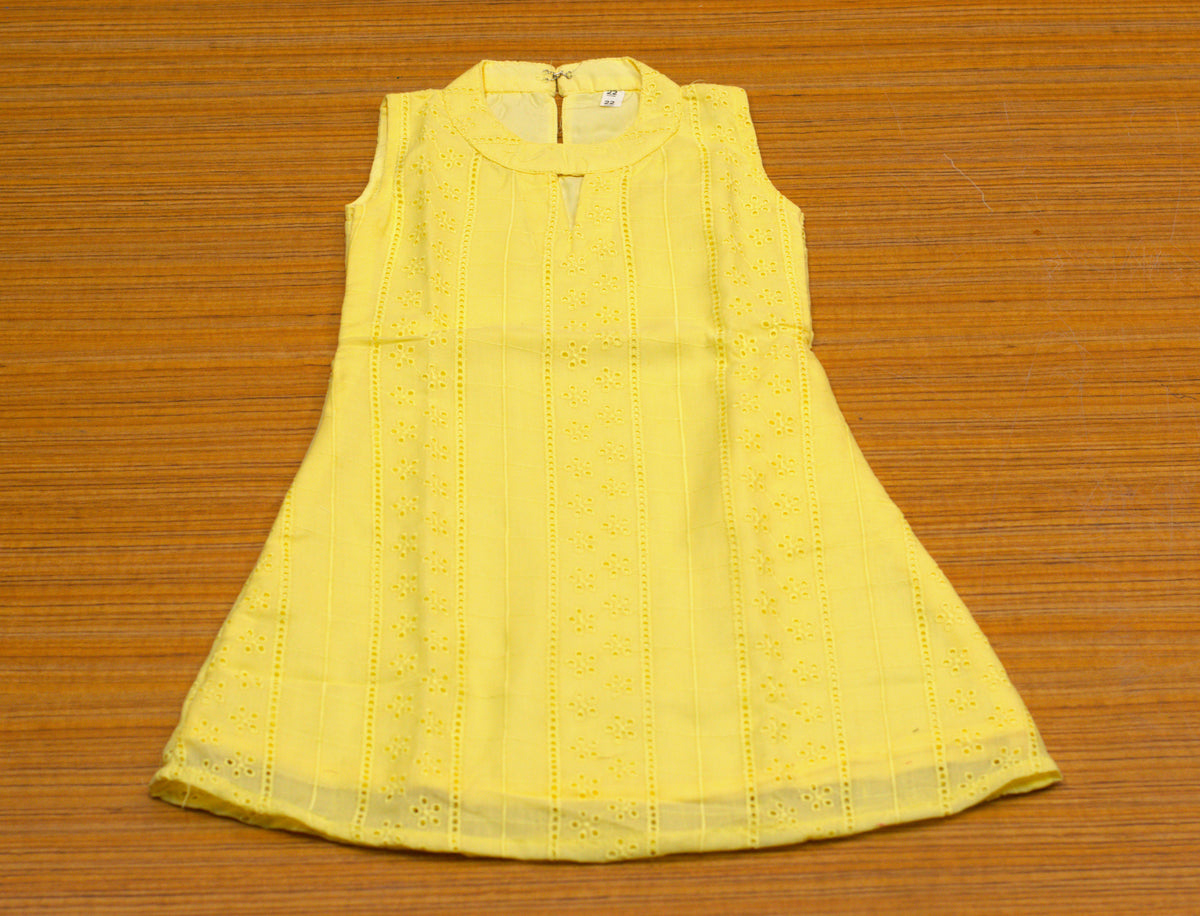 Girls Yellow Cotton Hakoba Halter Neck Frock with Sleeve Material – Nushio by Pulpel
