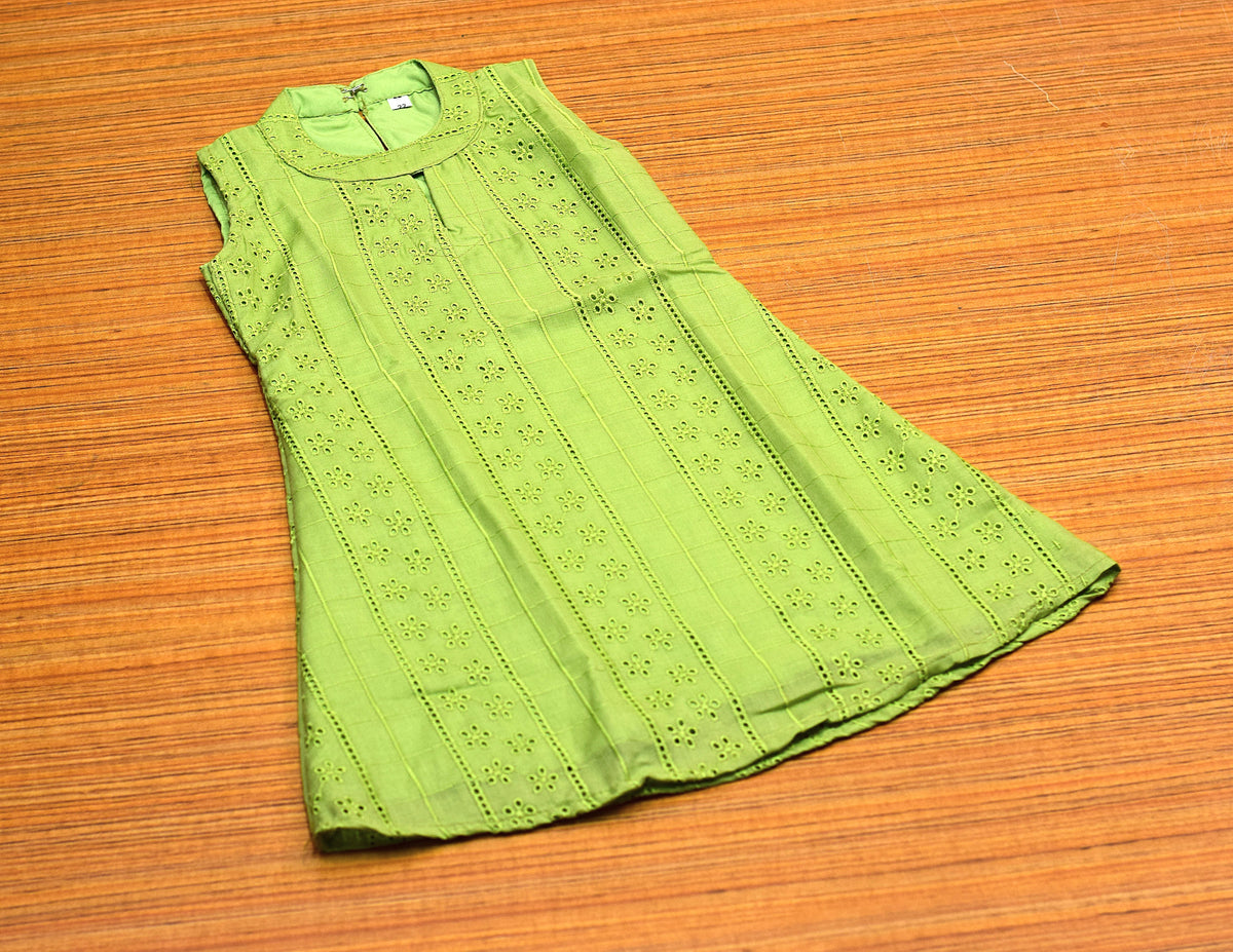 Girls Green Cotton Hakoba Frock with Halter Neck Pattern – Nushio by Pulpel