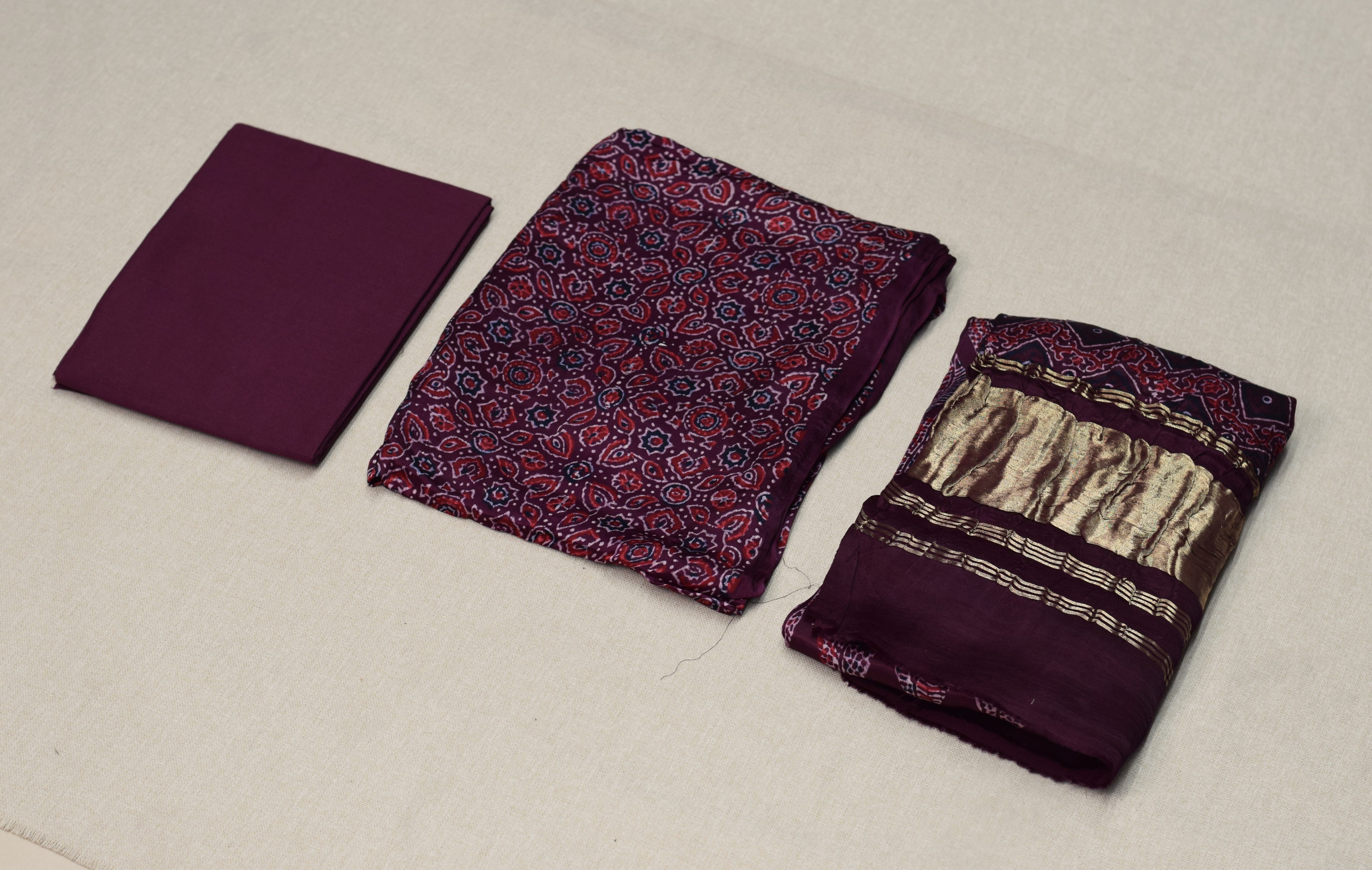 Royal Wine Modal Silk Churidar Material Set