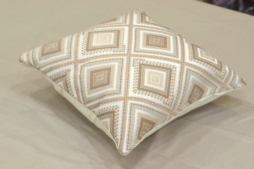 Beige Geometric Diamond Cushion Cover Set - 16x16 Inches - View 2 - Nushio
