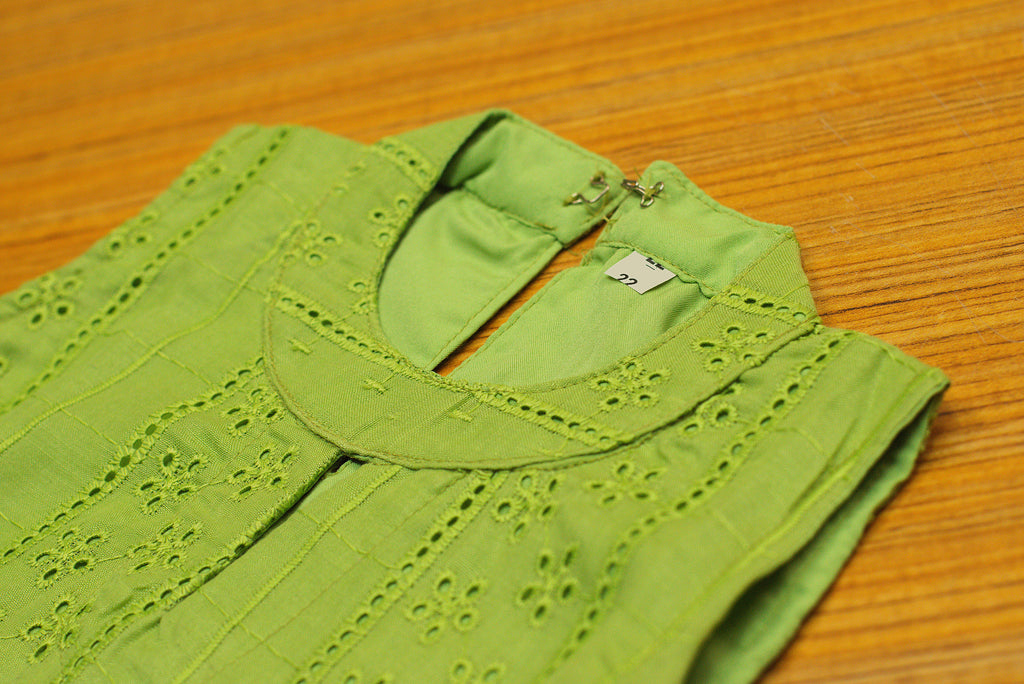 Girls Green Cotton Hakoba Frock with Halter Neck Pattern – Nushio by Pulpel