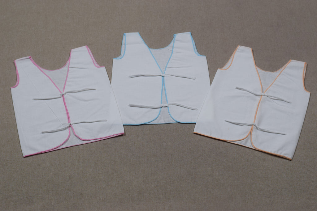 Kids Cotton Inner Vest (Kutti Uduppu) – Sleeveless Tie-Up Undershirt (Pack of 3)