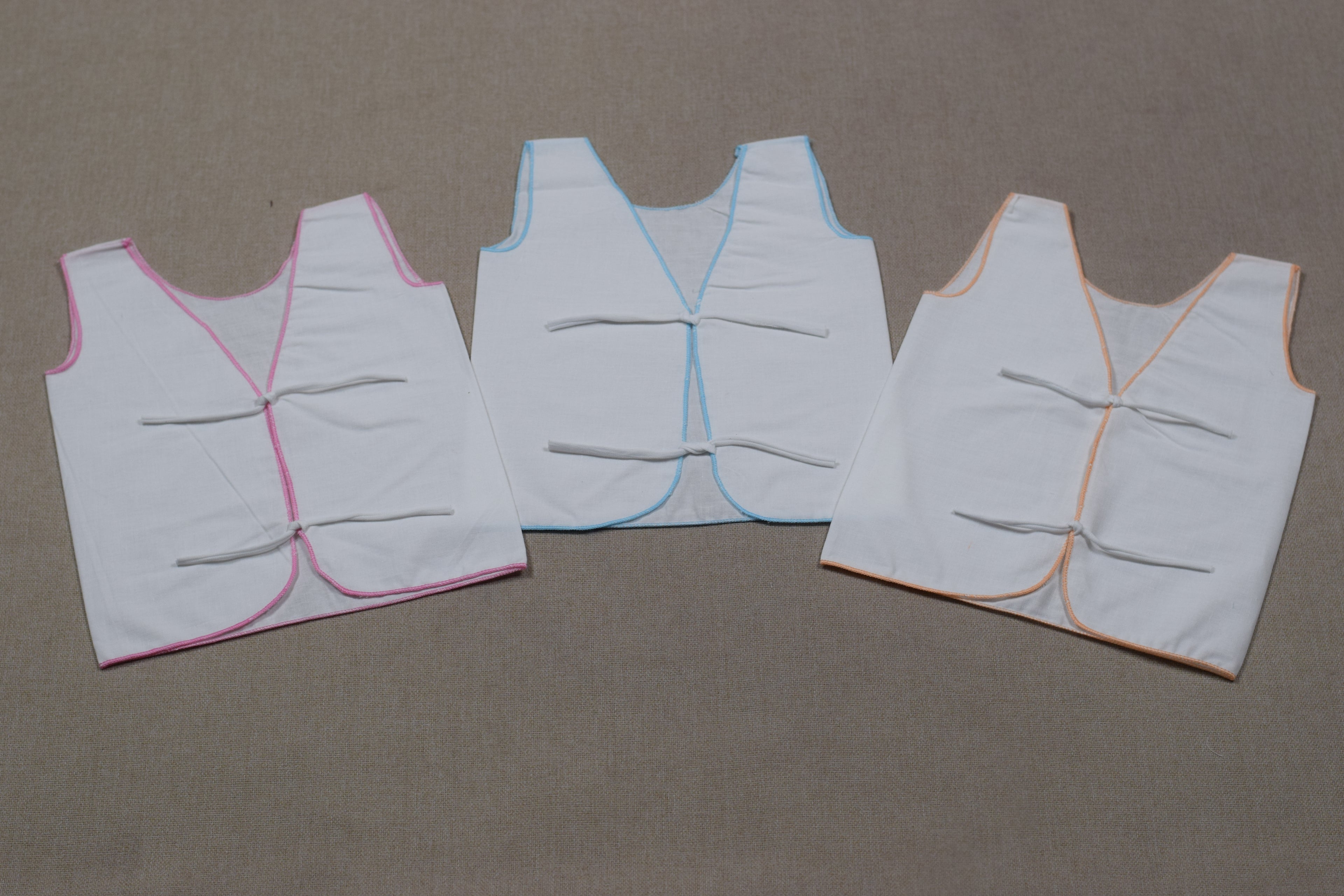 Kids Cotton Inner Vest (Kutti Uduppu) – Sleeveless Tie-Up Undershirt (Pack of 3)